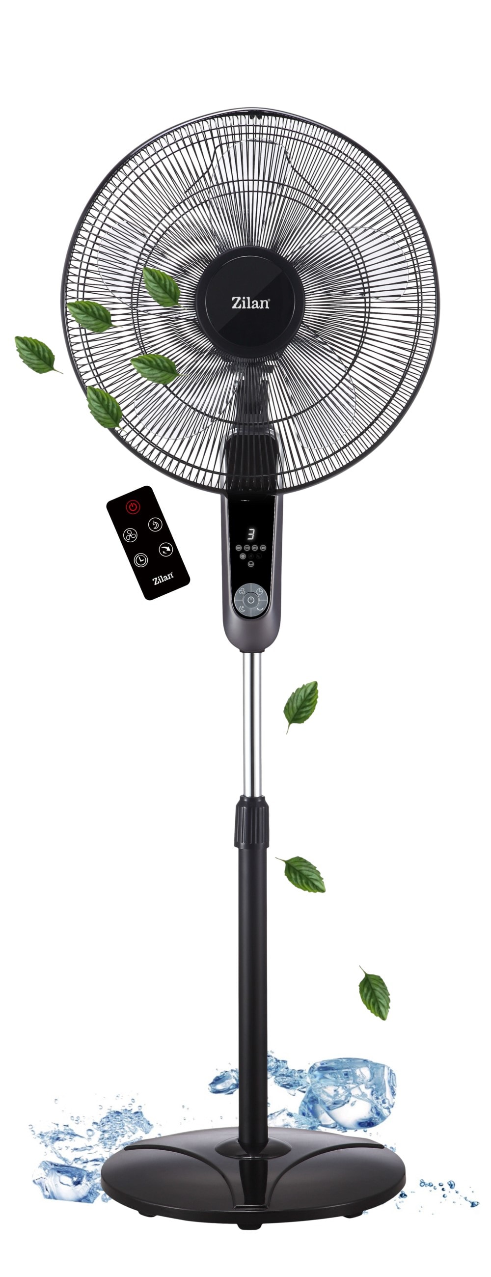 Zilan Standventilator mit Fernbedienung LED-Display Timer 40cm 60W - Bild 1