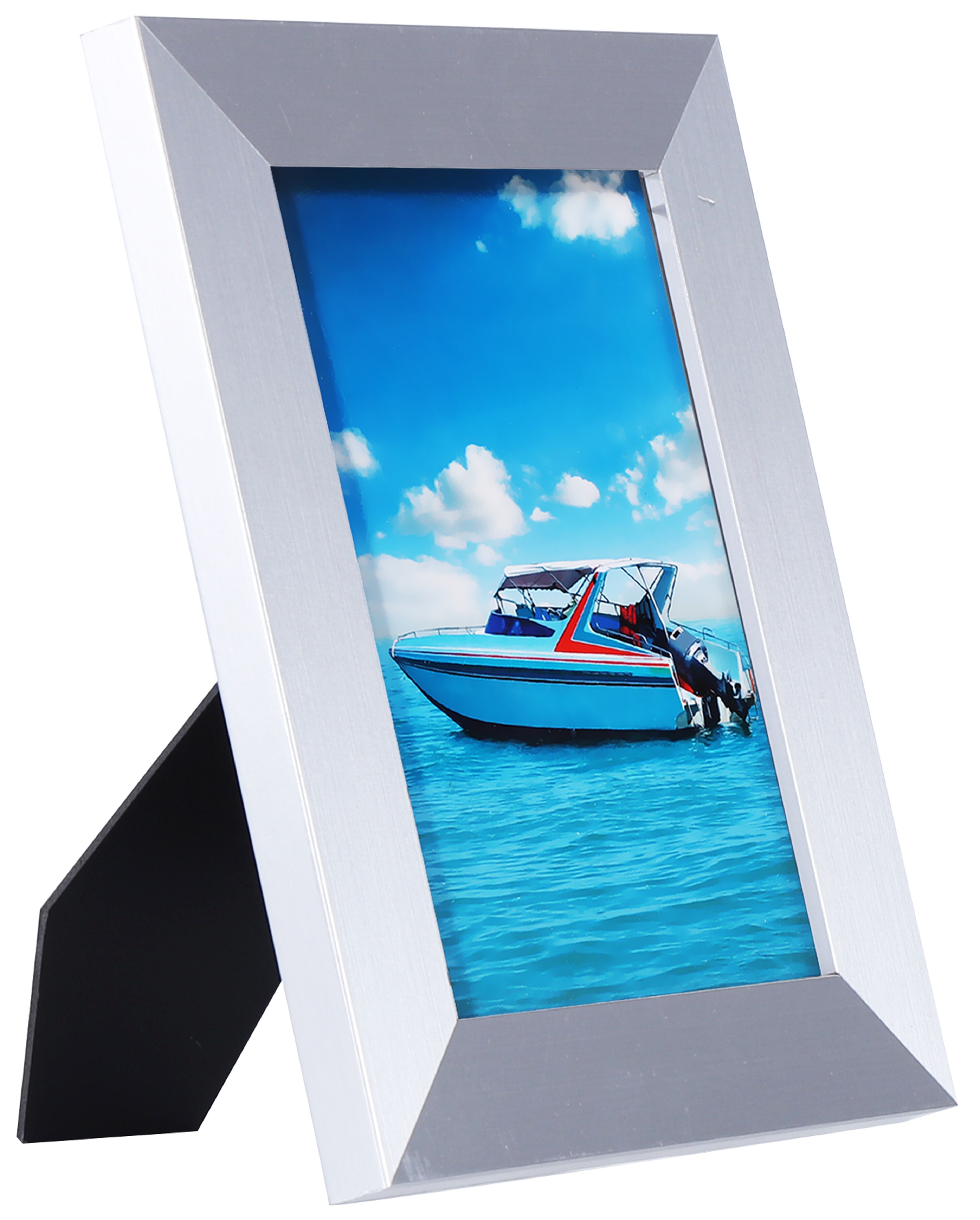 Ecosa Bilderrahmen 13x18cm Echtglas MDF Wandhalterung silberfarben - Bild 1