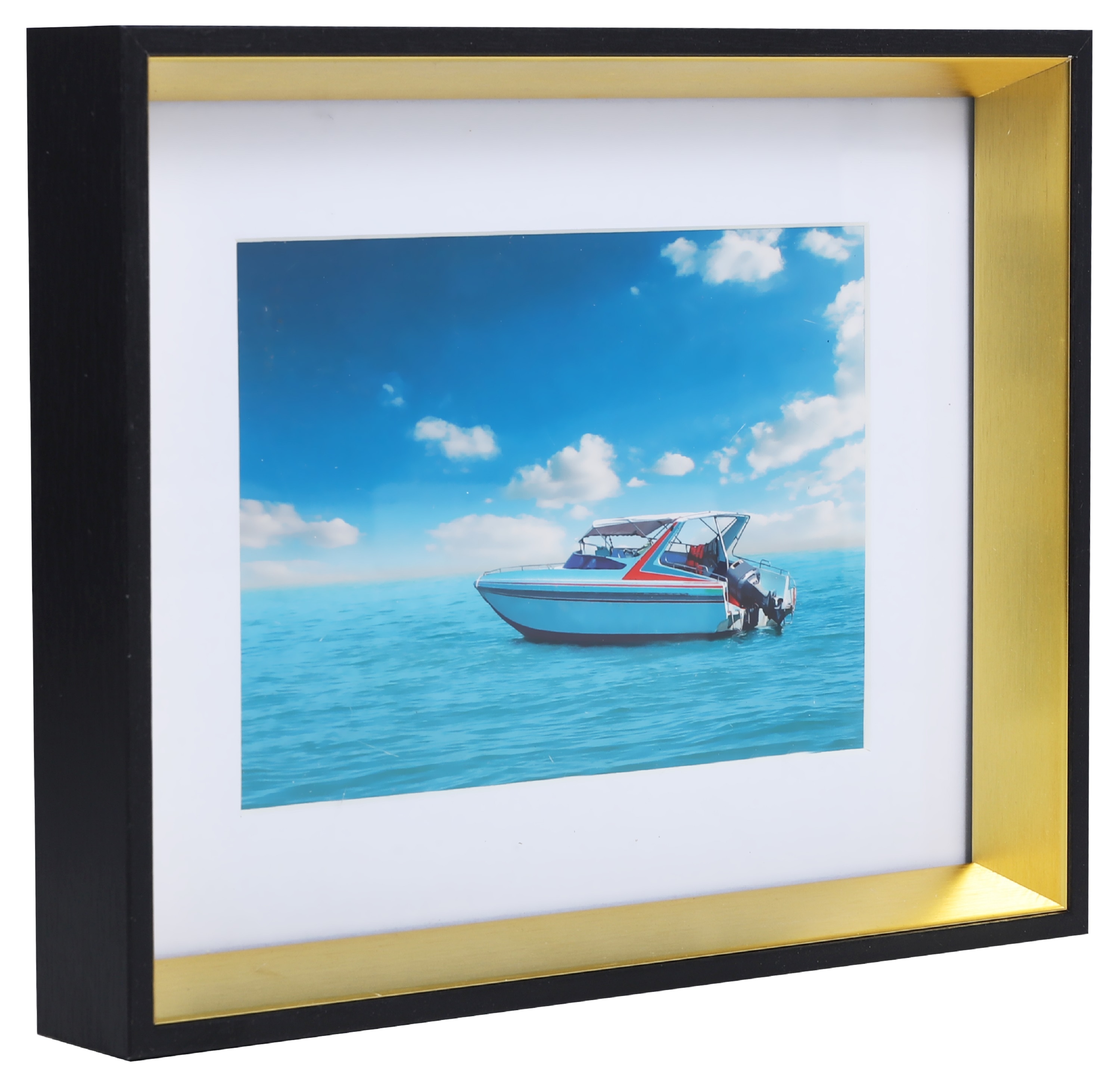 Ecosa Bilderrahmen 20x25cm Echtglas MDF Wandhalterung schwarz/gold - Bild 1