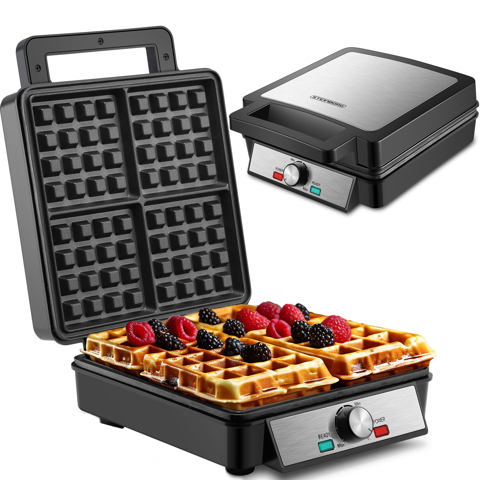 Steinborg XXL Waffeleisen Anftihaftbeschichtung Backampel 1200W | 04260677793087