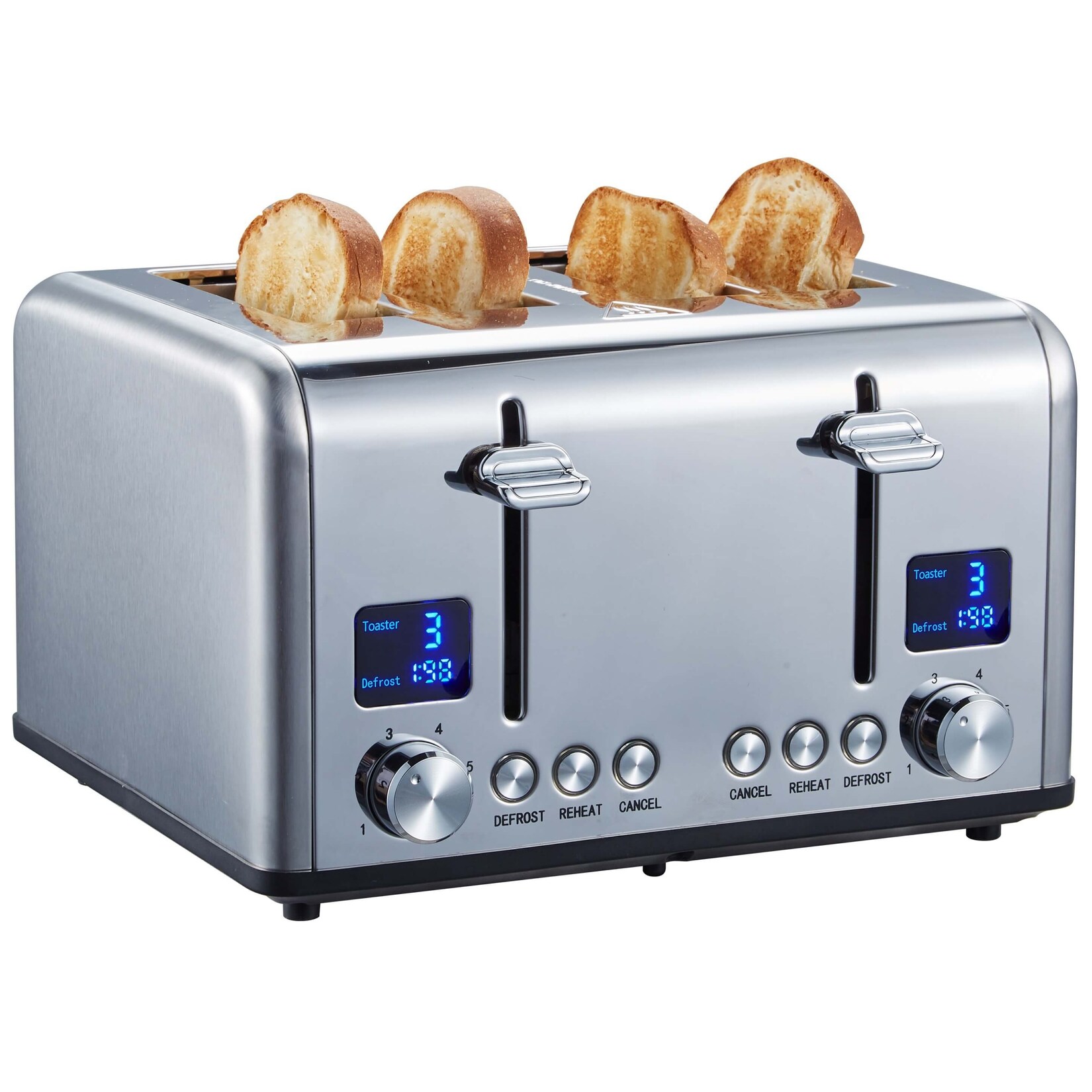Steinborg 4 Scheiben Edelstahl Toaster mit Brötchenaufsatz 1630W | 04260677791687