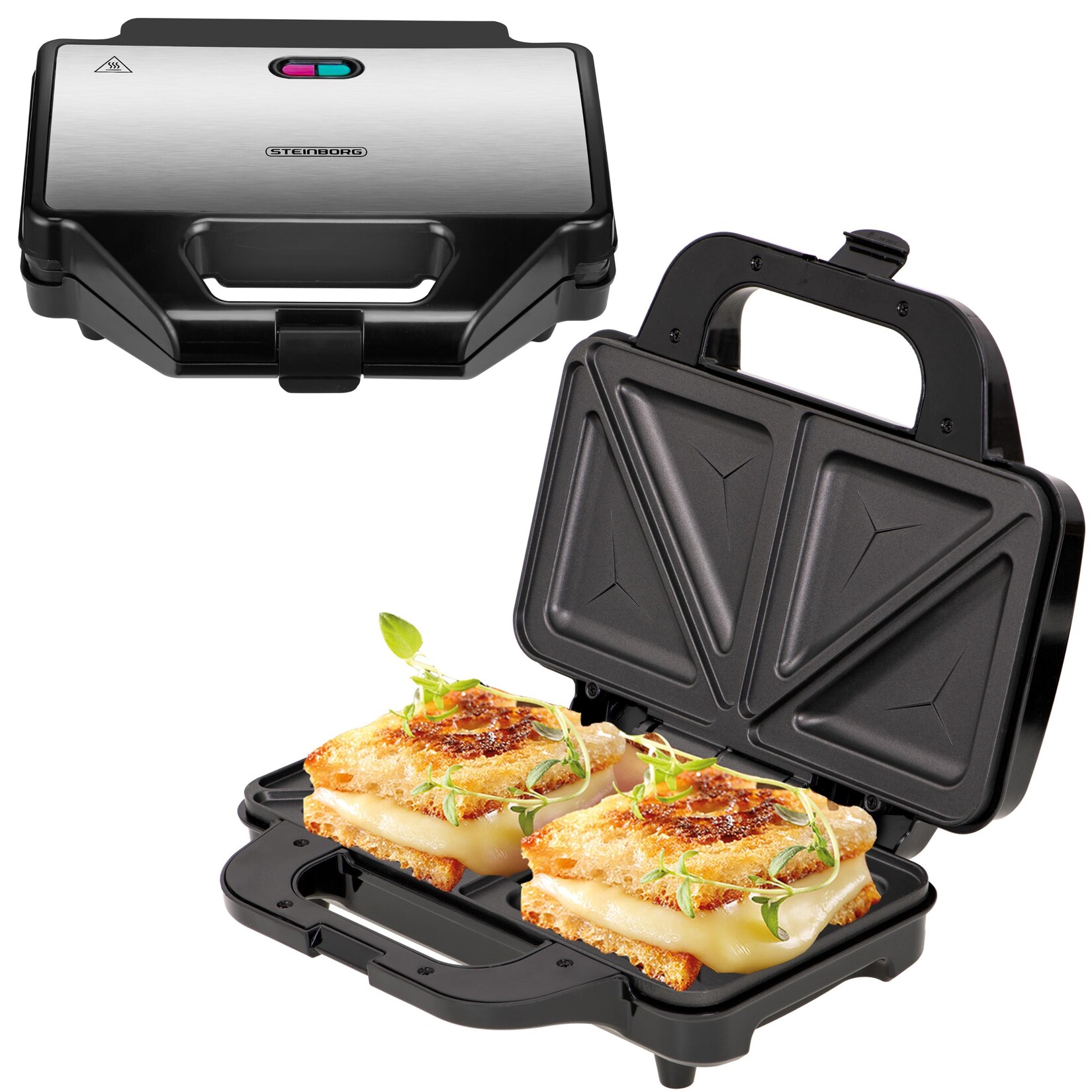 Steinborg XXL Sandwichmaker Edelstahl Antihafbeschichtung 1000W | 04260677791717