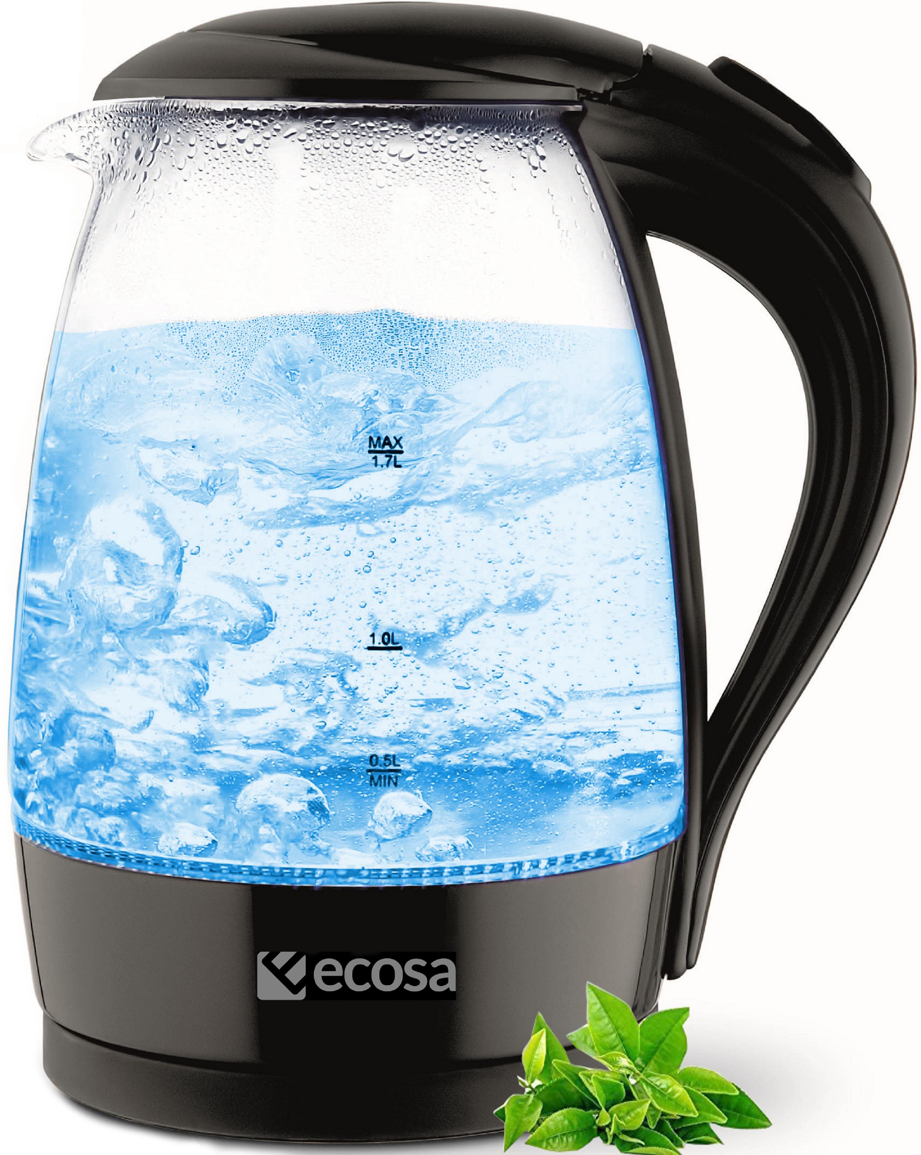 Ecosa Glas Wasserkocher 1.7L mit LED-Innenbleuchtung Kalkfilter 2200W - Bild 1