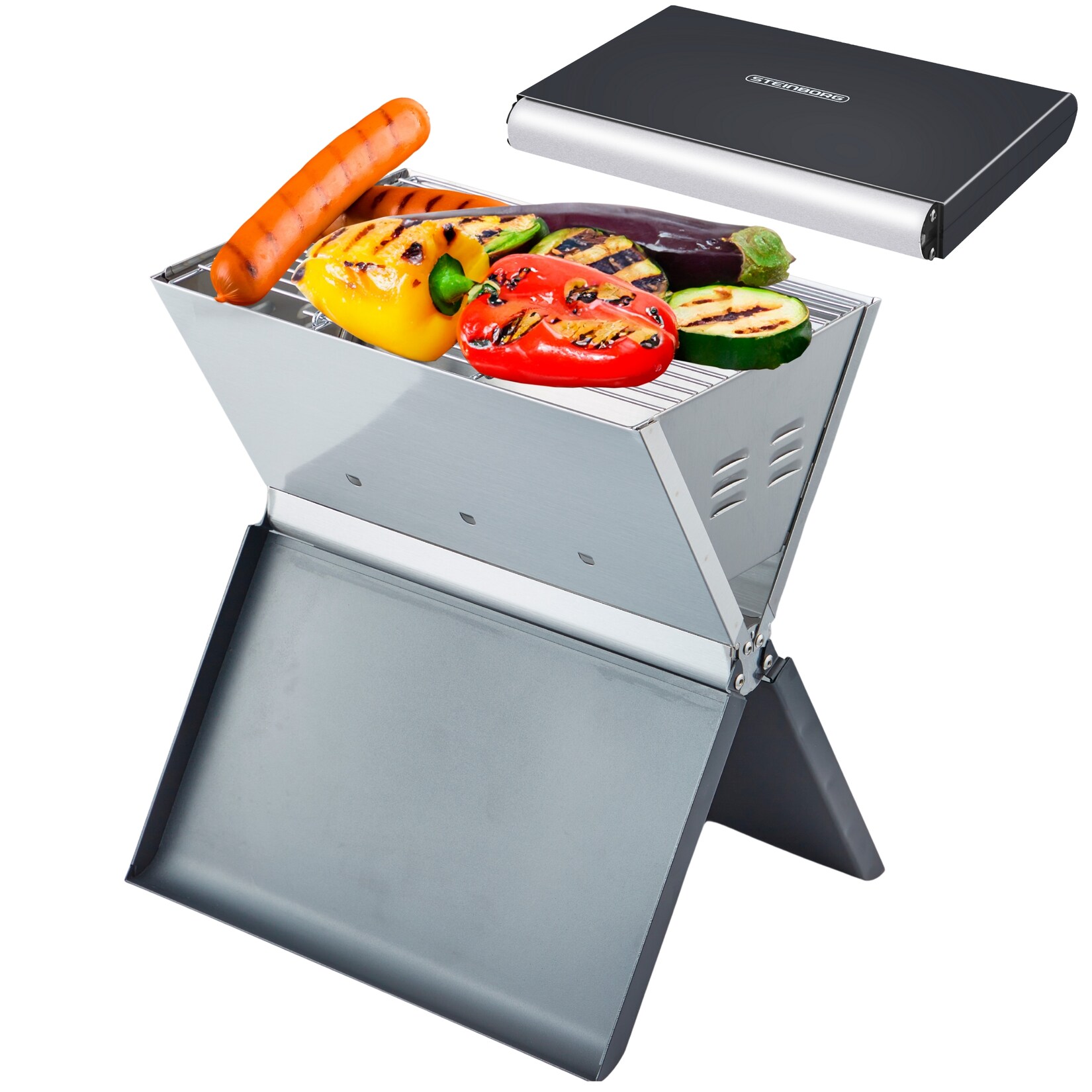 Steinborg Klappgrill Laptopgrill Campinggrill Hitzebeständig schwarz | 04260677791915