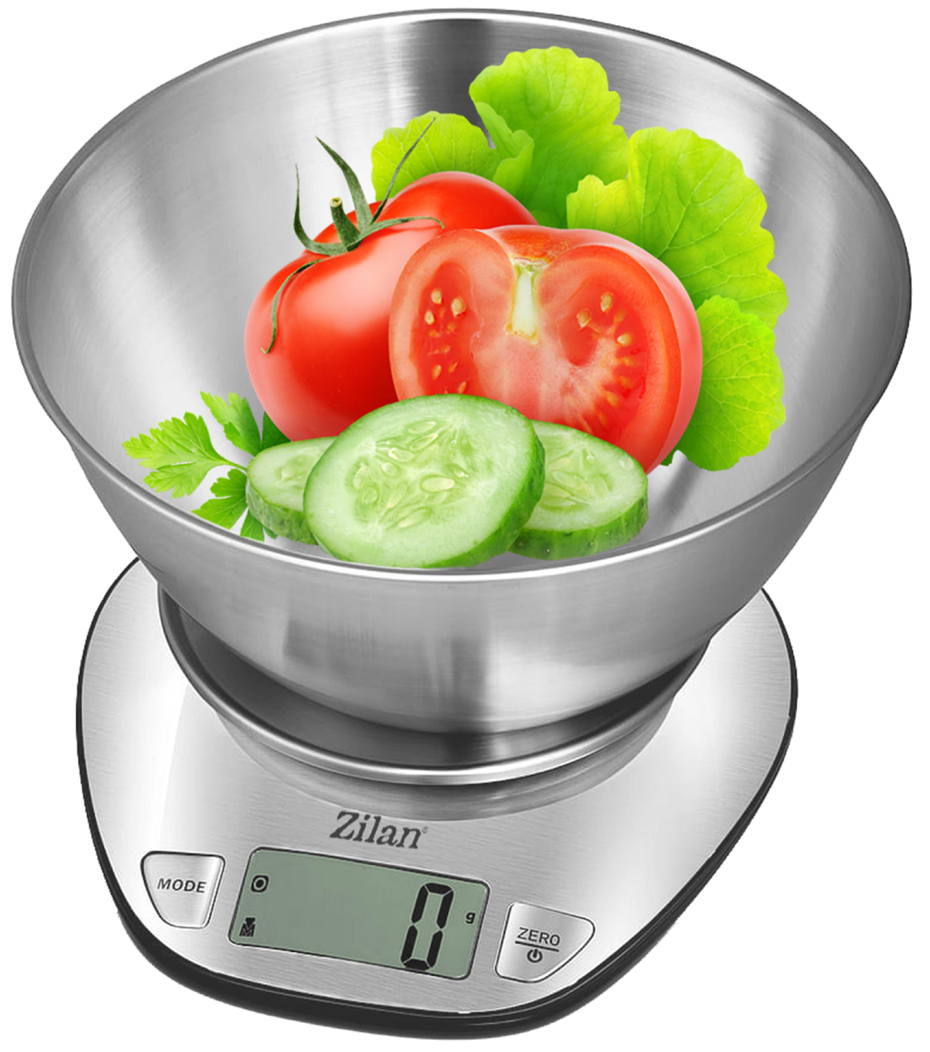 Zilan Edelstahl K&uuml;chenwaage 2000 ml Gro&szlig;es LCD Display bis 5 KG - Bild 1