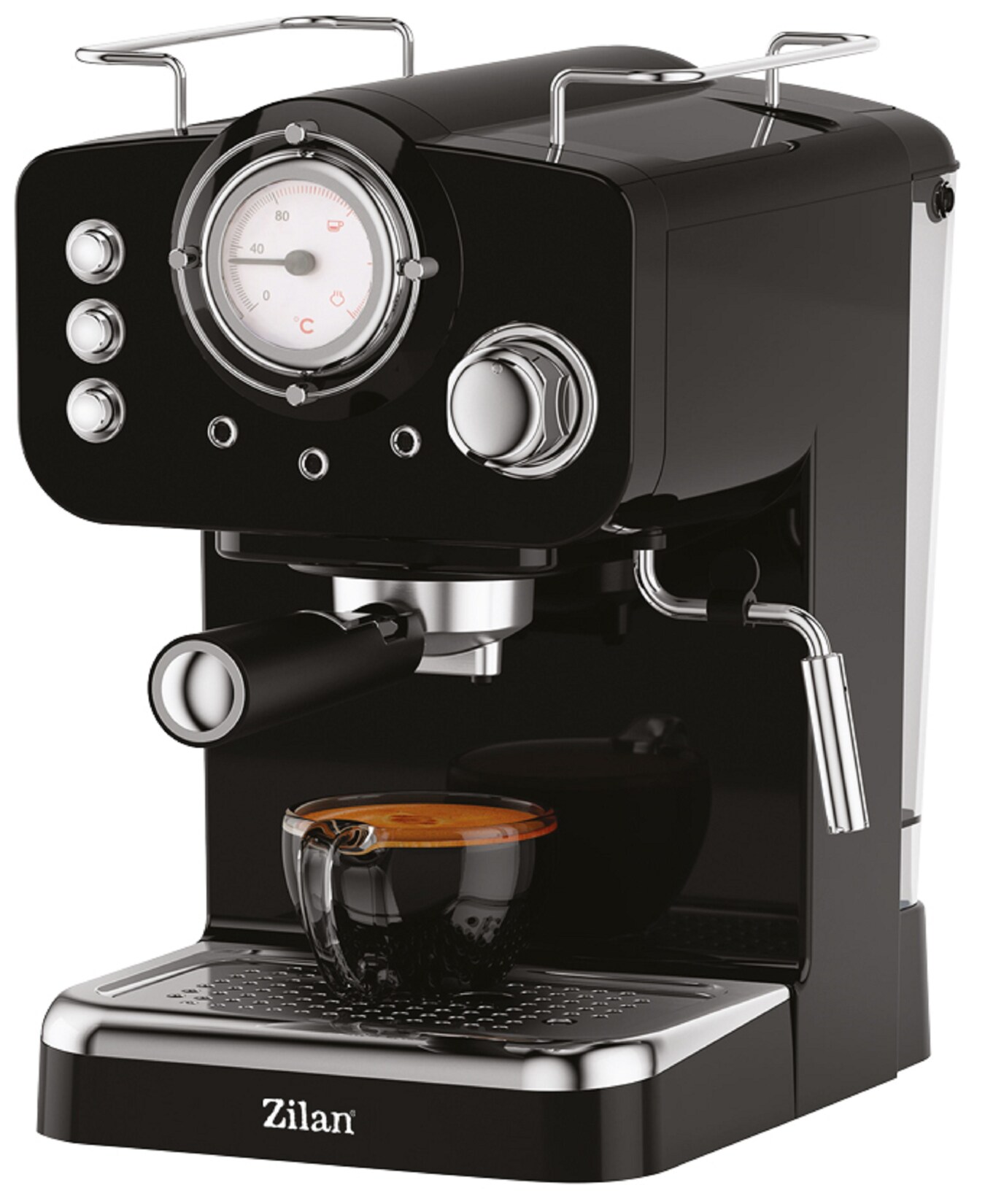 Zilan Espressomaschine mit Milchaufschäumer Siebträgermaschine 15 bar 1.25L schwarz