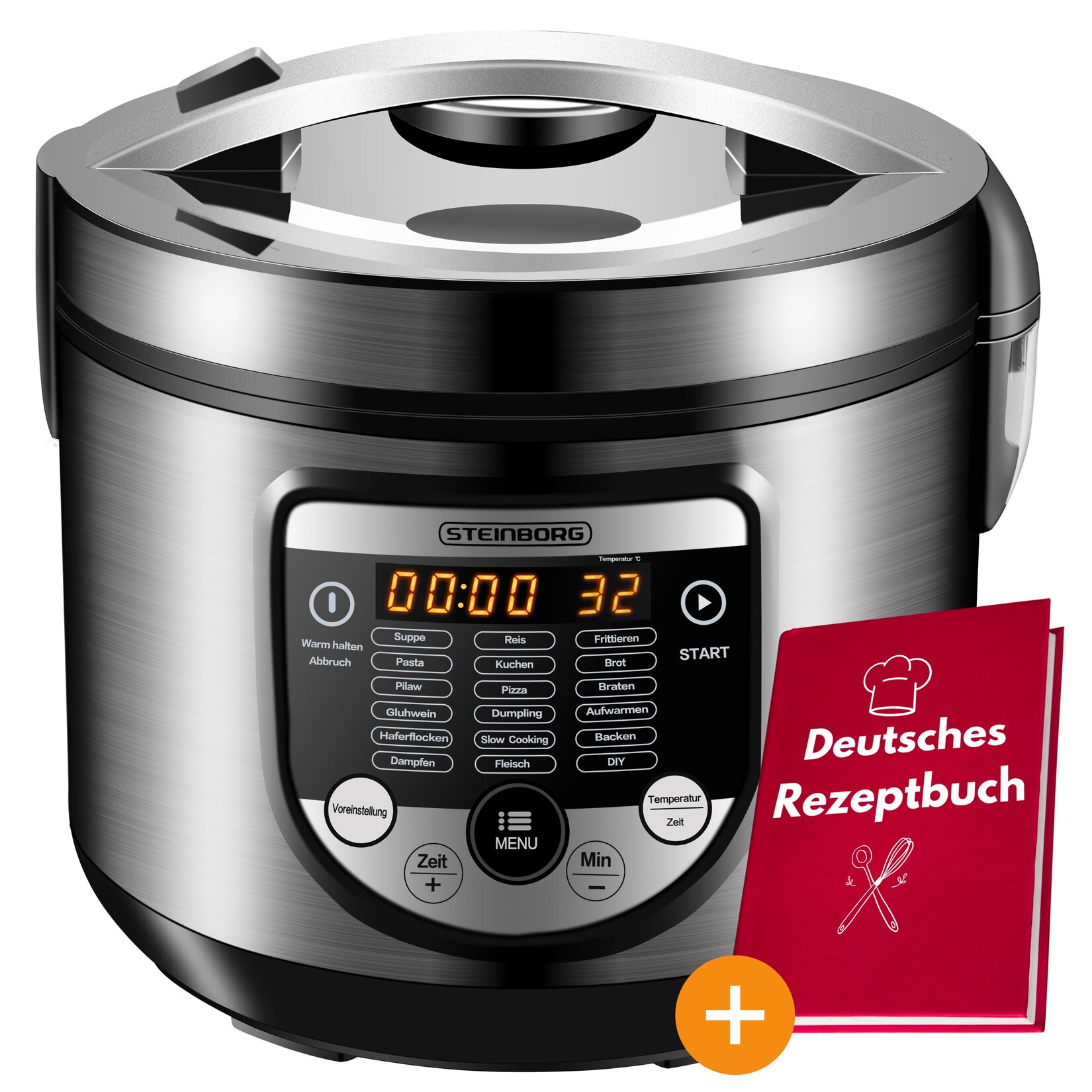 digitaler Multikocher  Edelstahl 900W inkl. Rezeptbuch