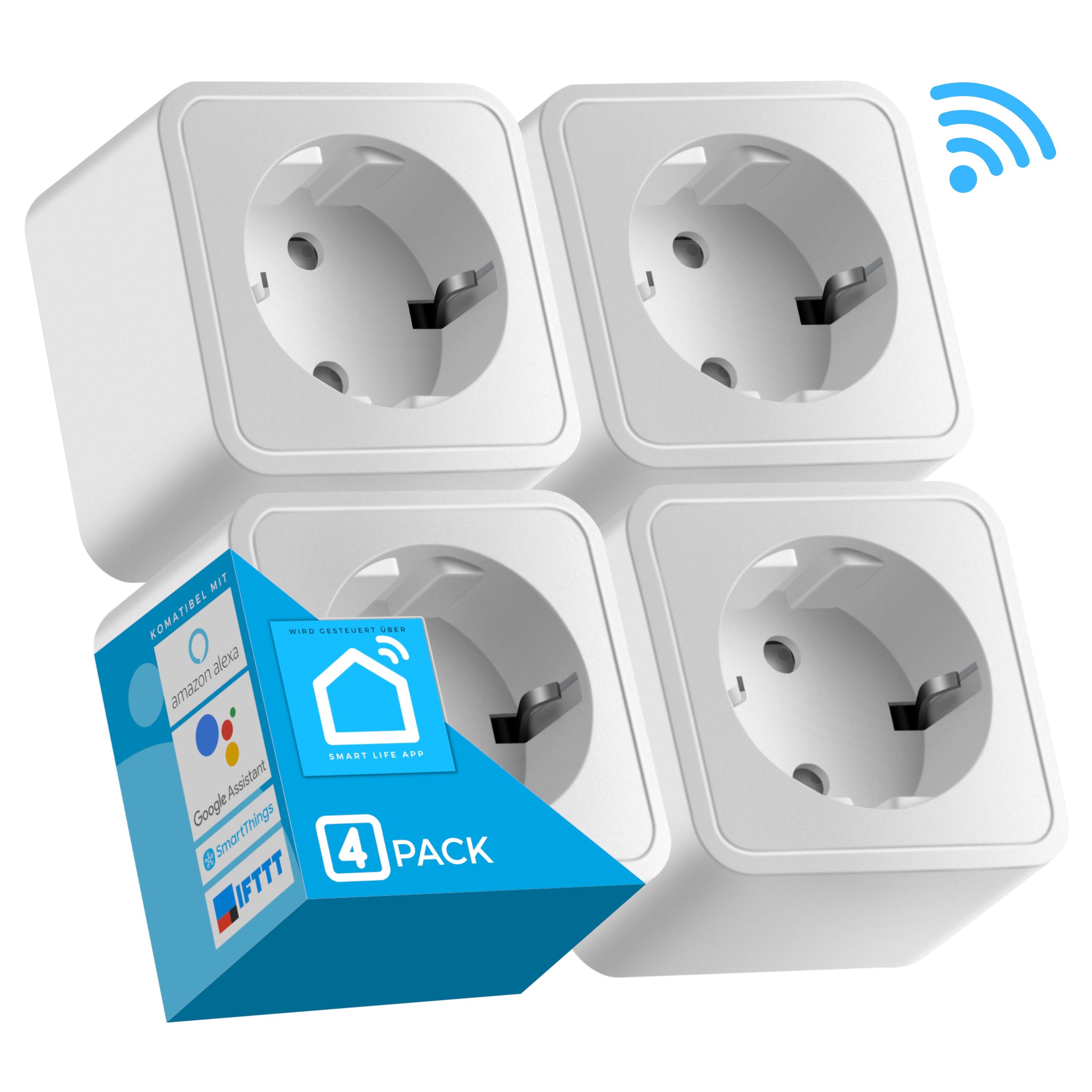 Echos Smart WLAN Steckdose 4er Pack 16A App-gesteuert Sprachsteuerung - Bild 1