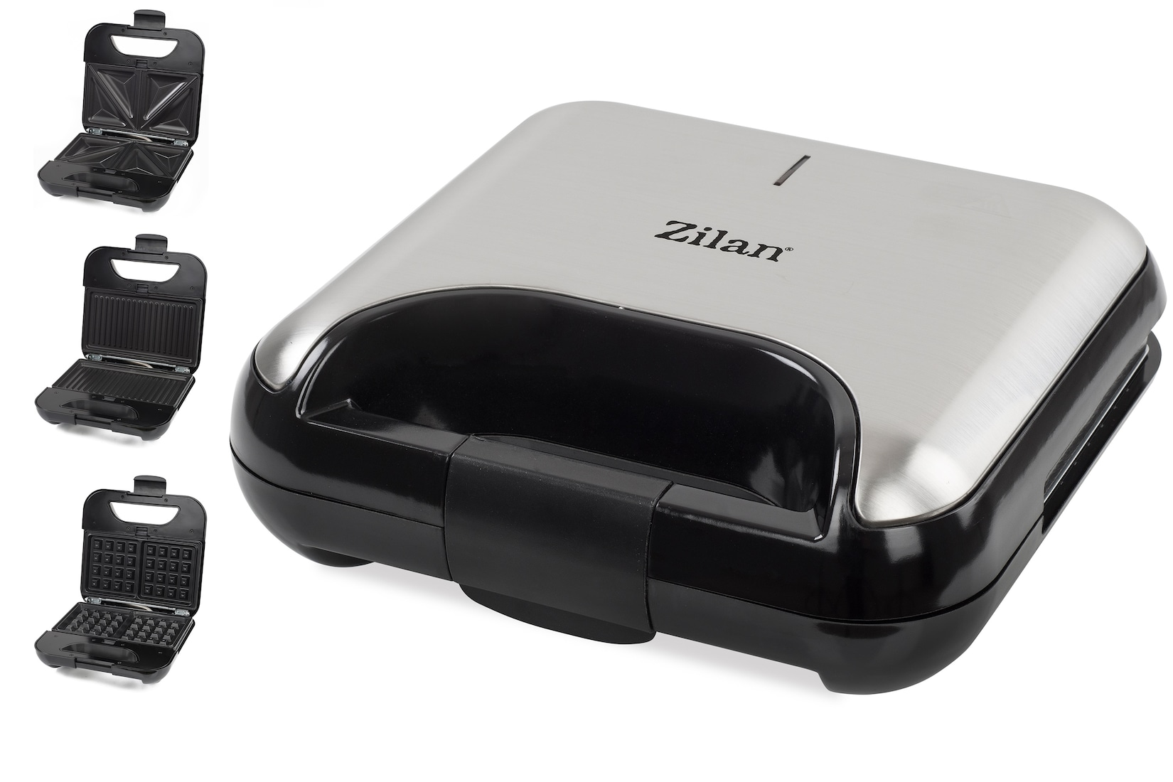 Zilan 3in1 Sandwichmaker Kontaktgrill Waffeleisen Antihaftbeschichtung 800W