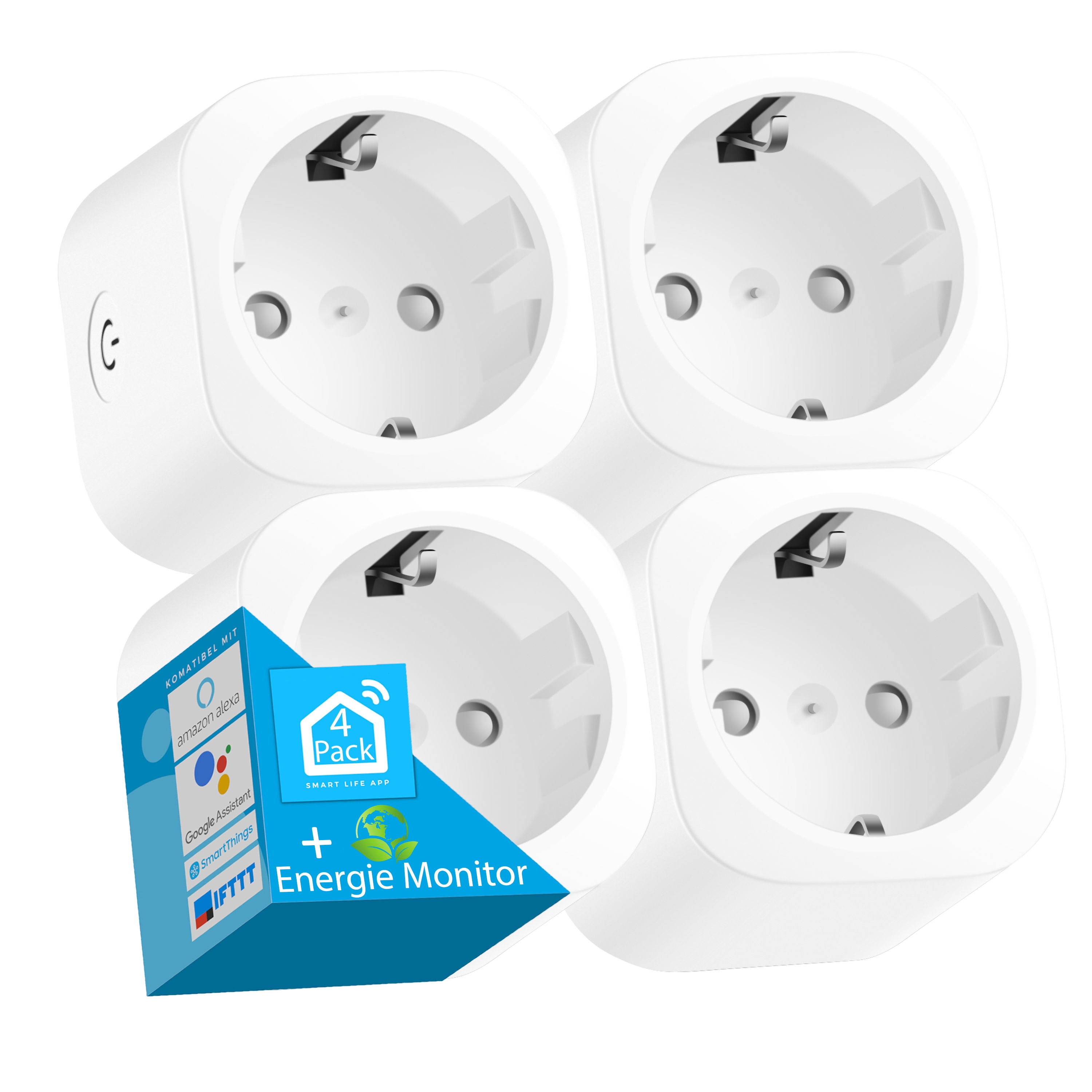 Echos Smart WLAN Steckdose 4er Pack 16A m. Energie Monitor - Bild 1