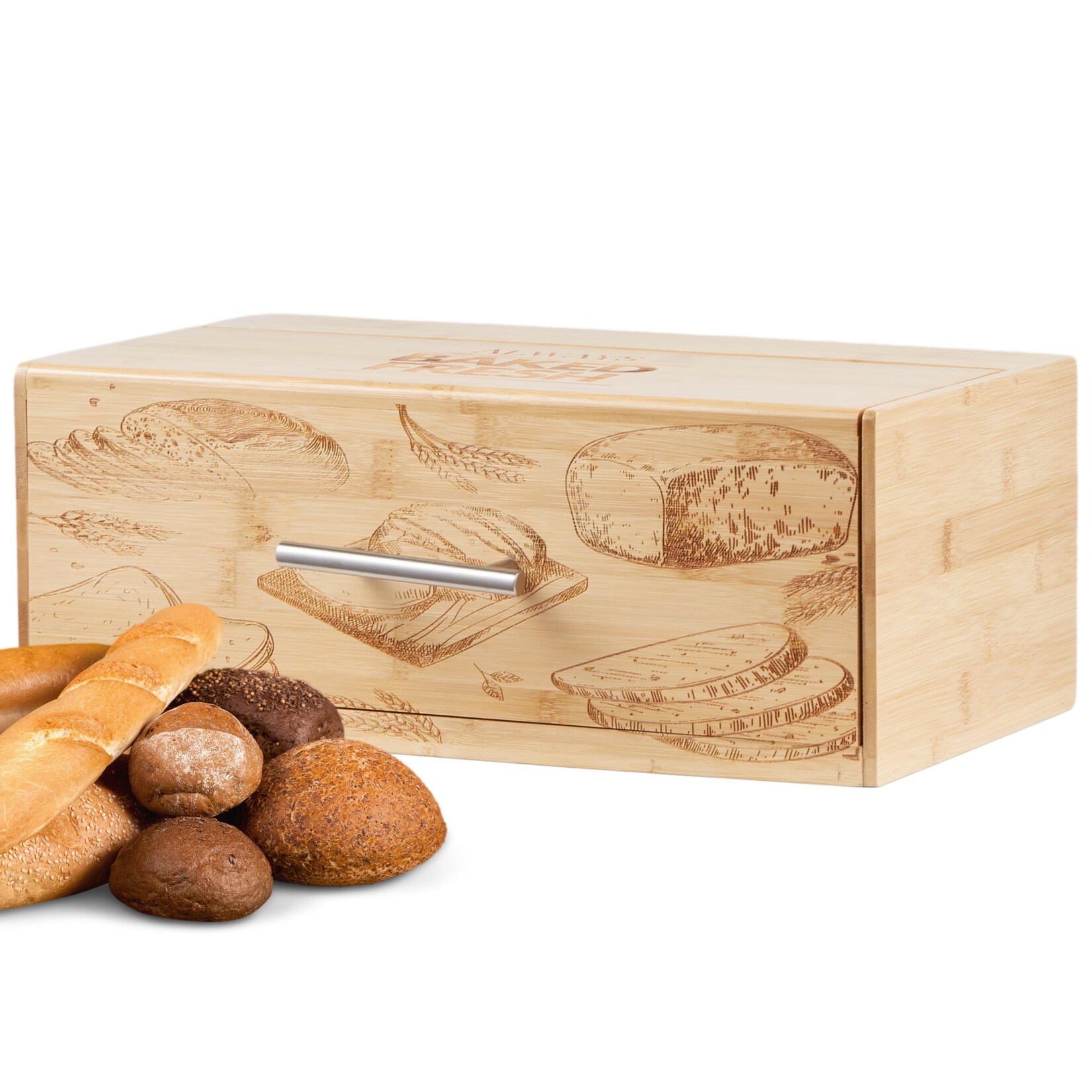 Ecosa Brotbox mit Klappdeckel aus nachhaltigem Bambus Brotkasten