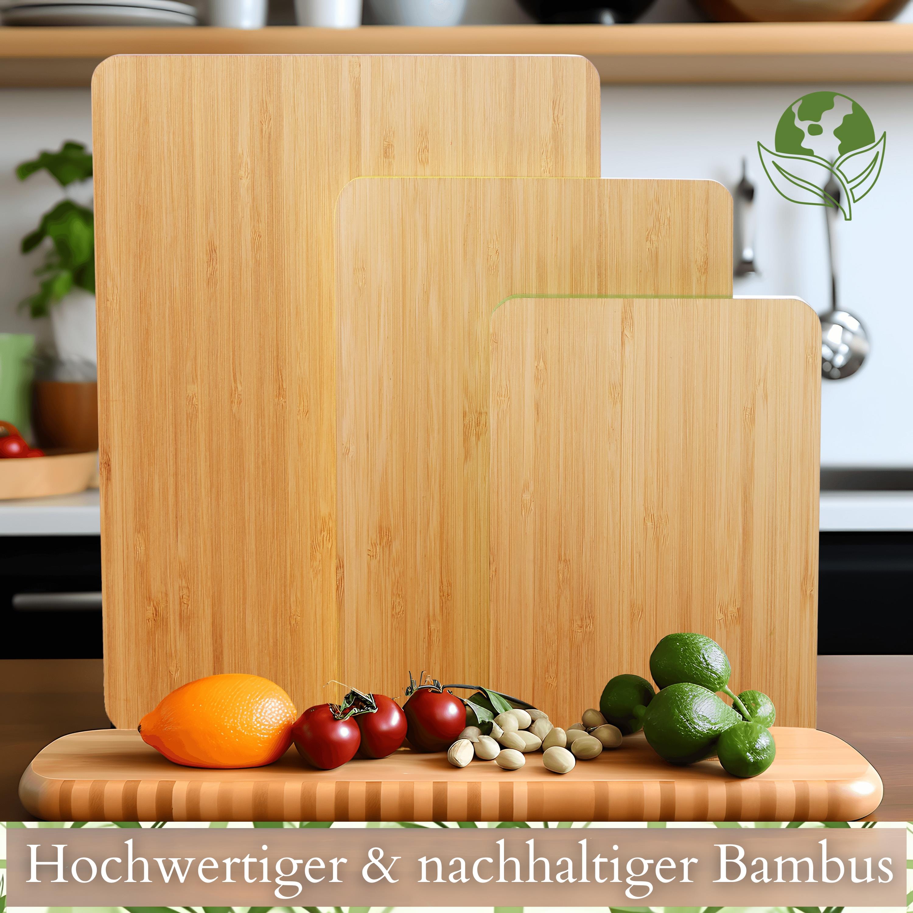 Ecosa Schneidebrett 3er Set aus nachhaltigem Bambus Farblich gekennzeichnet