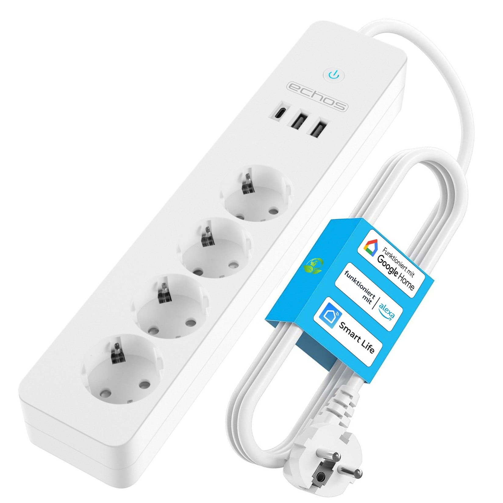 Echos smarte WLAN Steckdosenleiste Mehrfachsteckdose m. USB 2.0 Meter