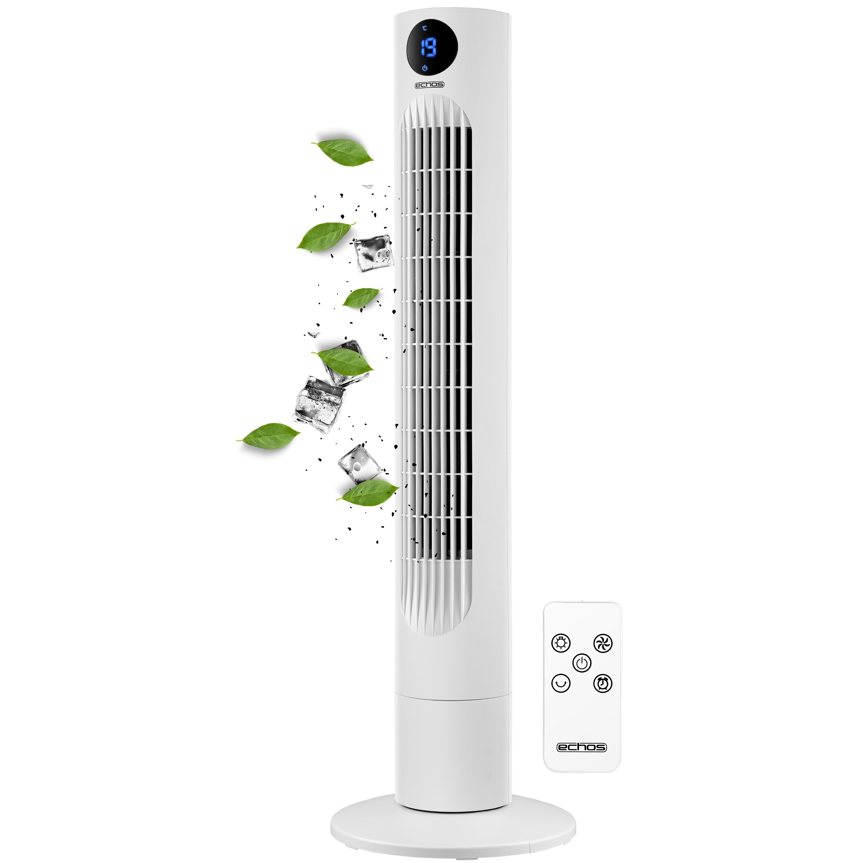Echos Turmventilator m. Fernbedienung 3 Stufen Timer 60W LED-Anzeige - Bild 1