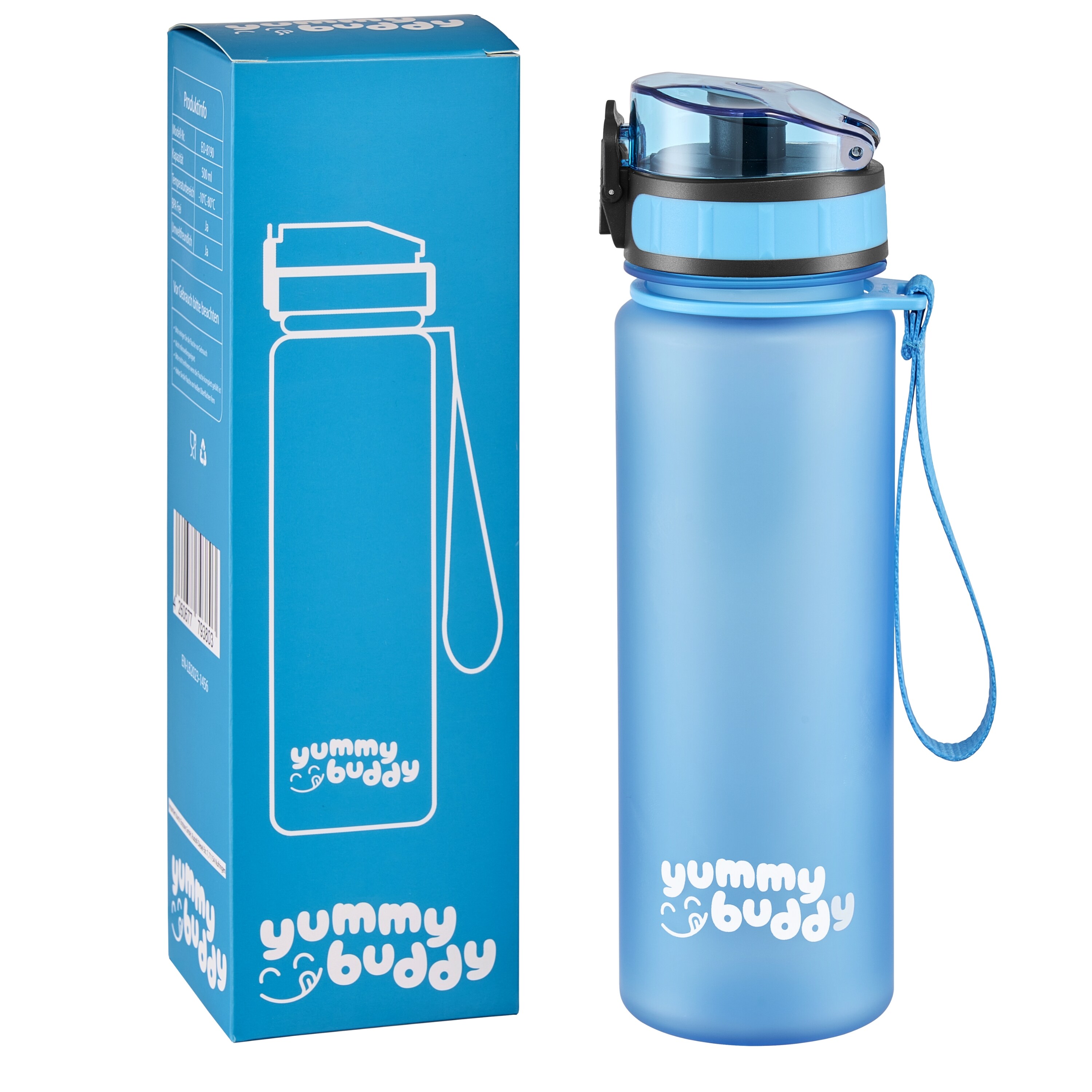 yummy buddy Kinder Trinkflasche 500ml Klick-Verschluss BPA-Frei Blau - Bild 1
