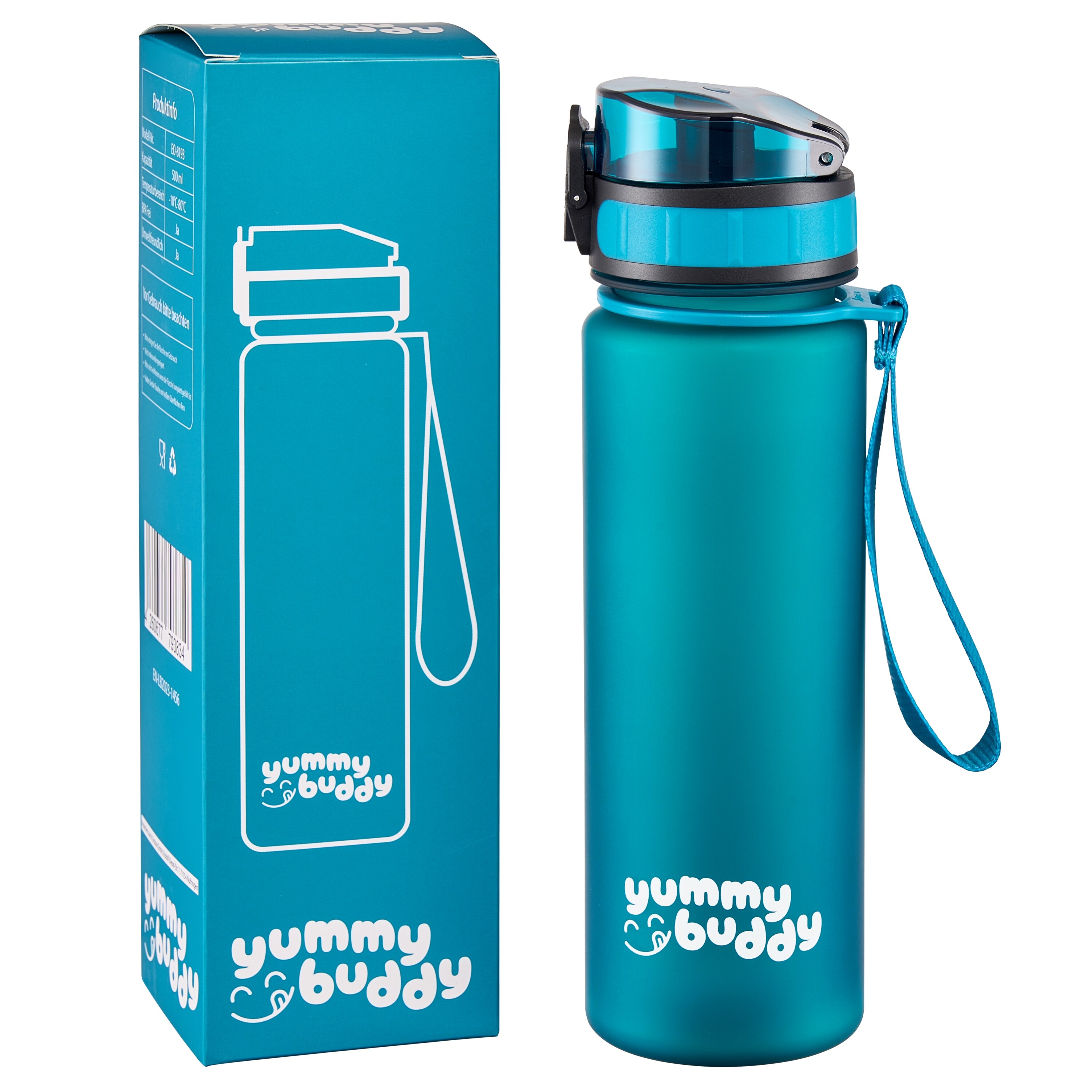 yummy buddy Kinder Trinkflasche 500ml Klick-Verschluss BPA-Frei Petrol - Bild 1