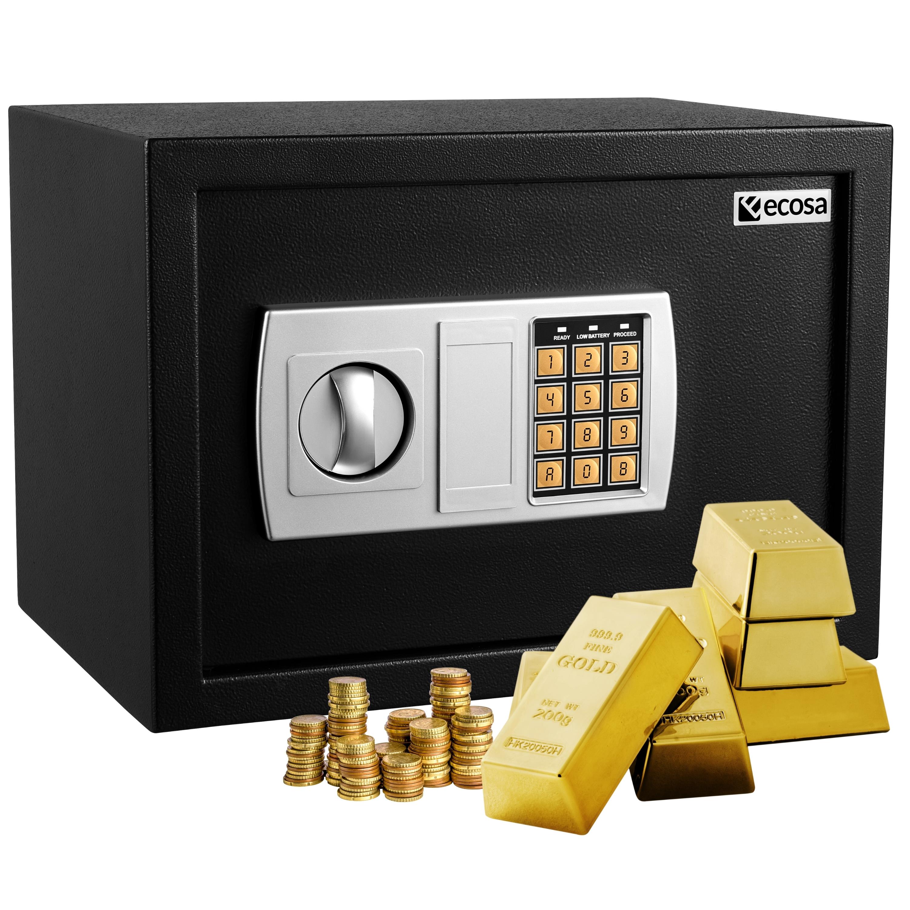 Ecosa Tresor elektronisch mit Kombinationsschloss u. Schl&uuml;ssel f&uuml;r Zuhause - Bild 1