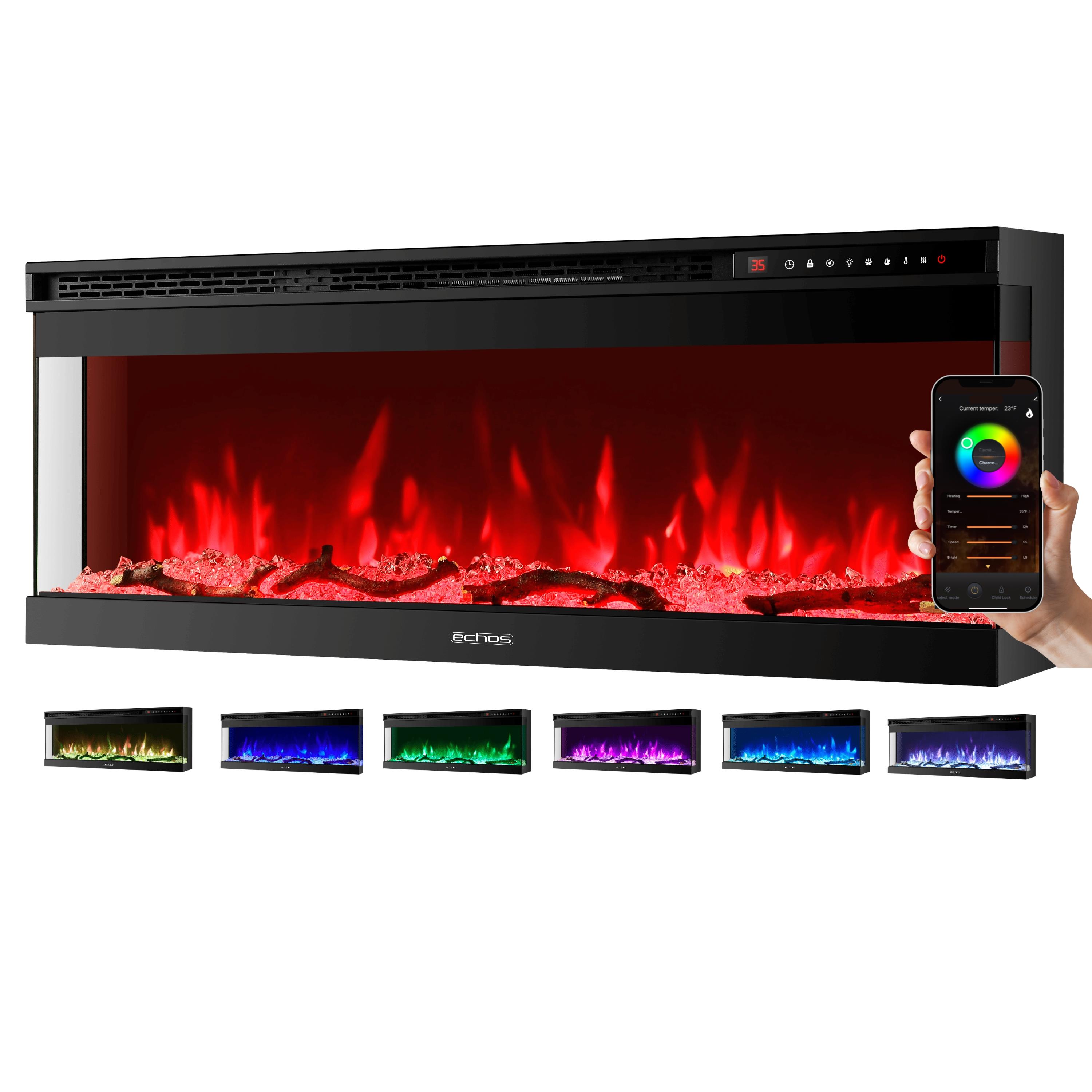 Echos Elektrokamin mit Heizl&uuml;fter 13 realistische Flammeneffekte APP-Steuerung 1500W - Bild 1