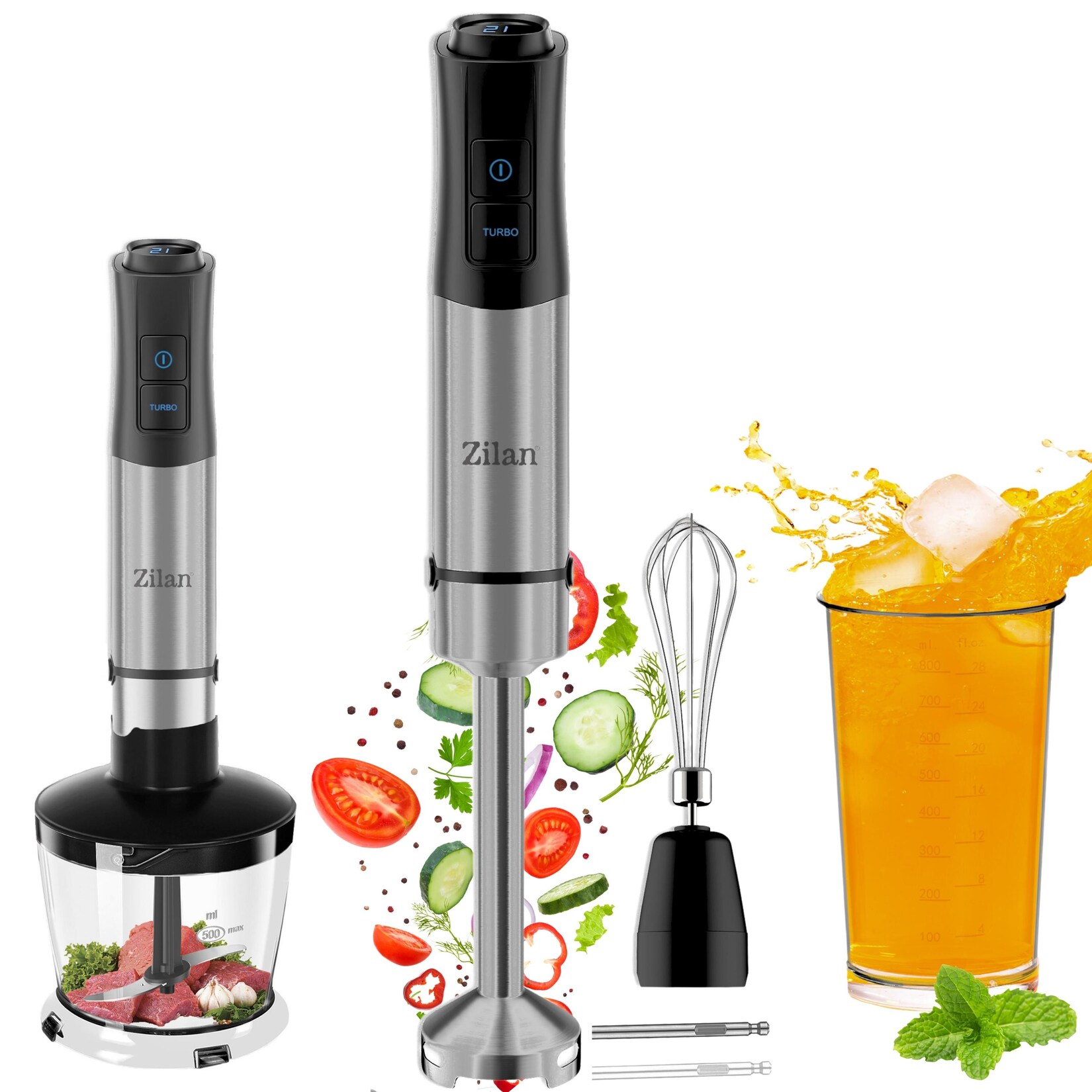 Zilan 5-in-1 Stabmixer Set 12 Geschwindigkeitsstufen Edelstahlgehäuse 1200W | 08682744812167