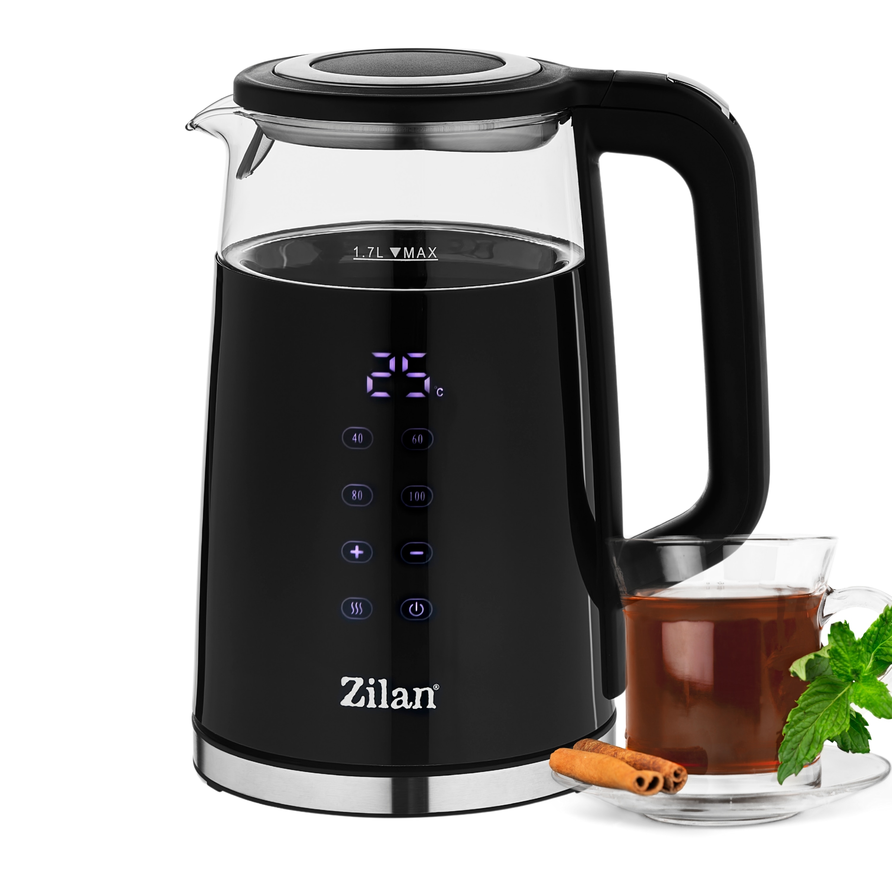 Zilan Glas Wasserkocher mit Temperatureinstellung Warmhaltefunktion 1.7L 2200W - Bild 1
