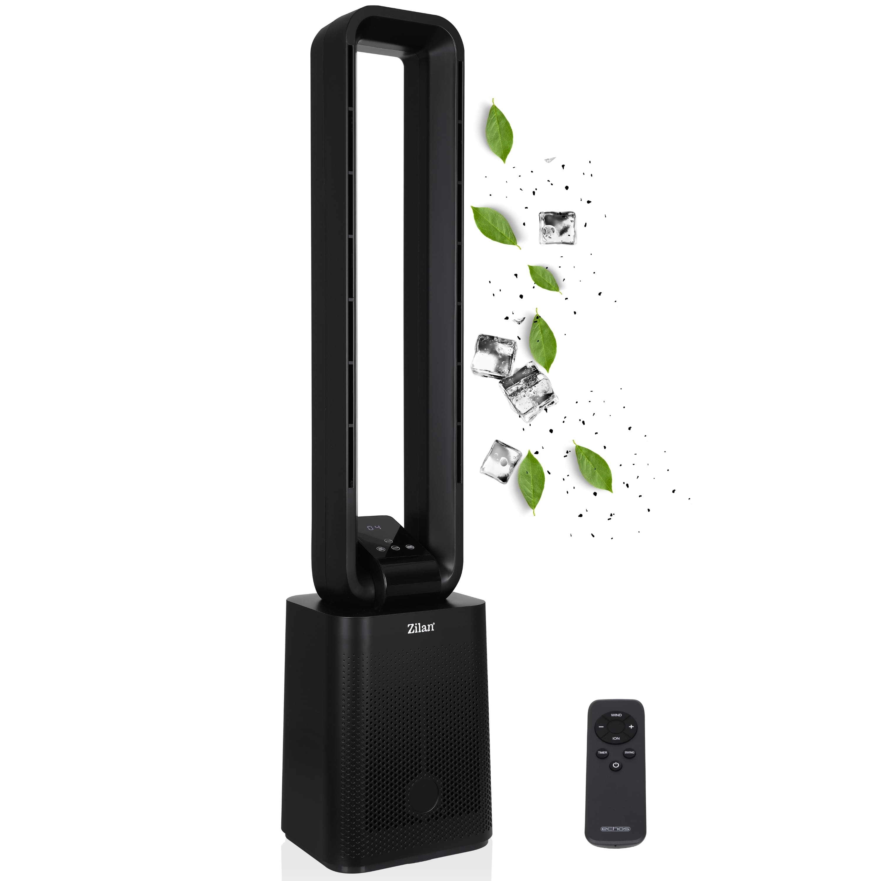 Zilan Turmventilator m. Fernbedienung 12 Stufen Timer LED-Display schwarz - Bild 1