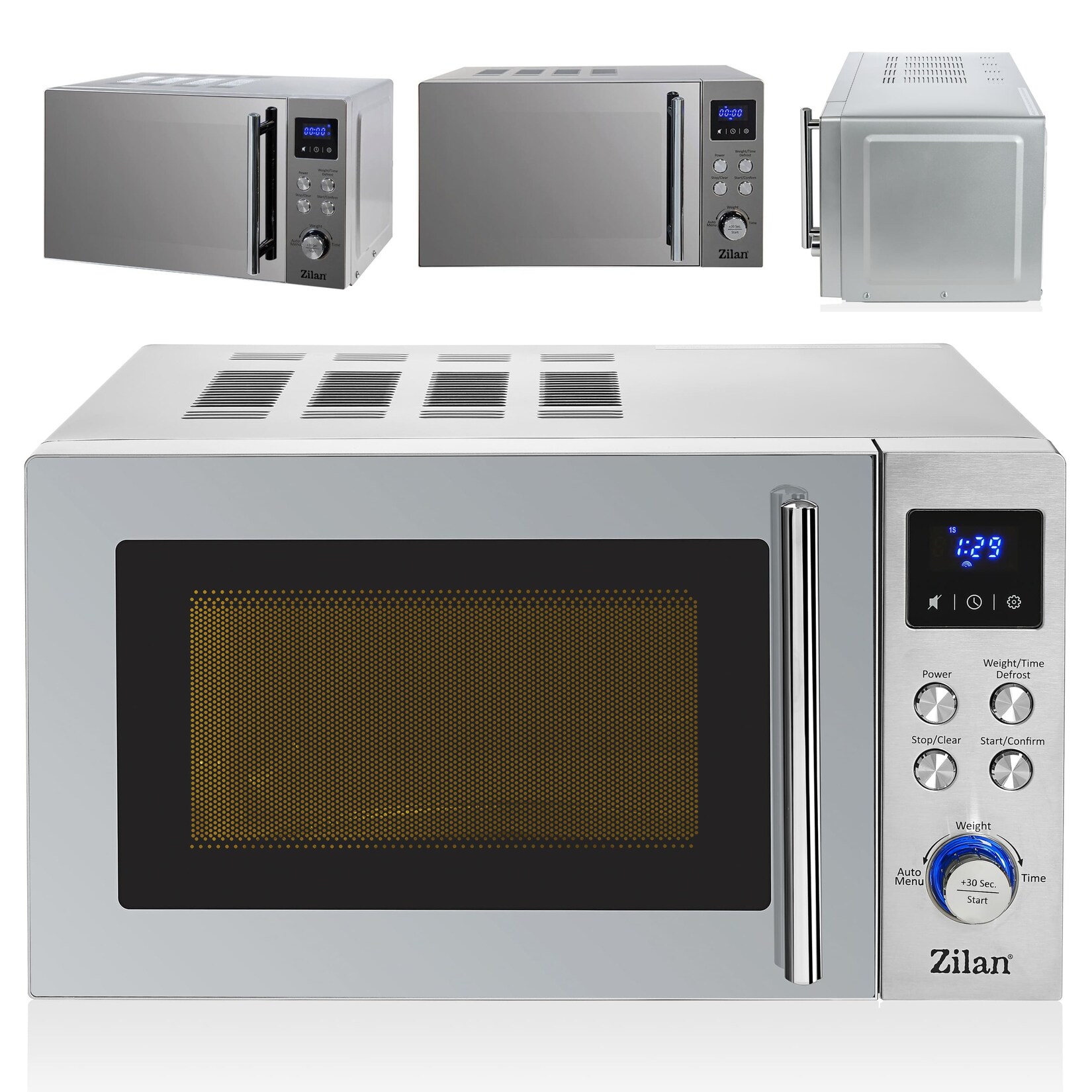 Zilan Mikrowelle 20 Liter mit 8 Automatikprogrammen 6 Leistungsstufen LED Display Auftaufunktion