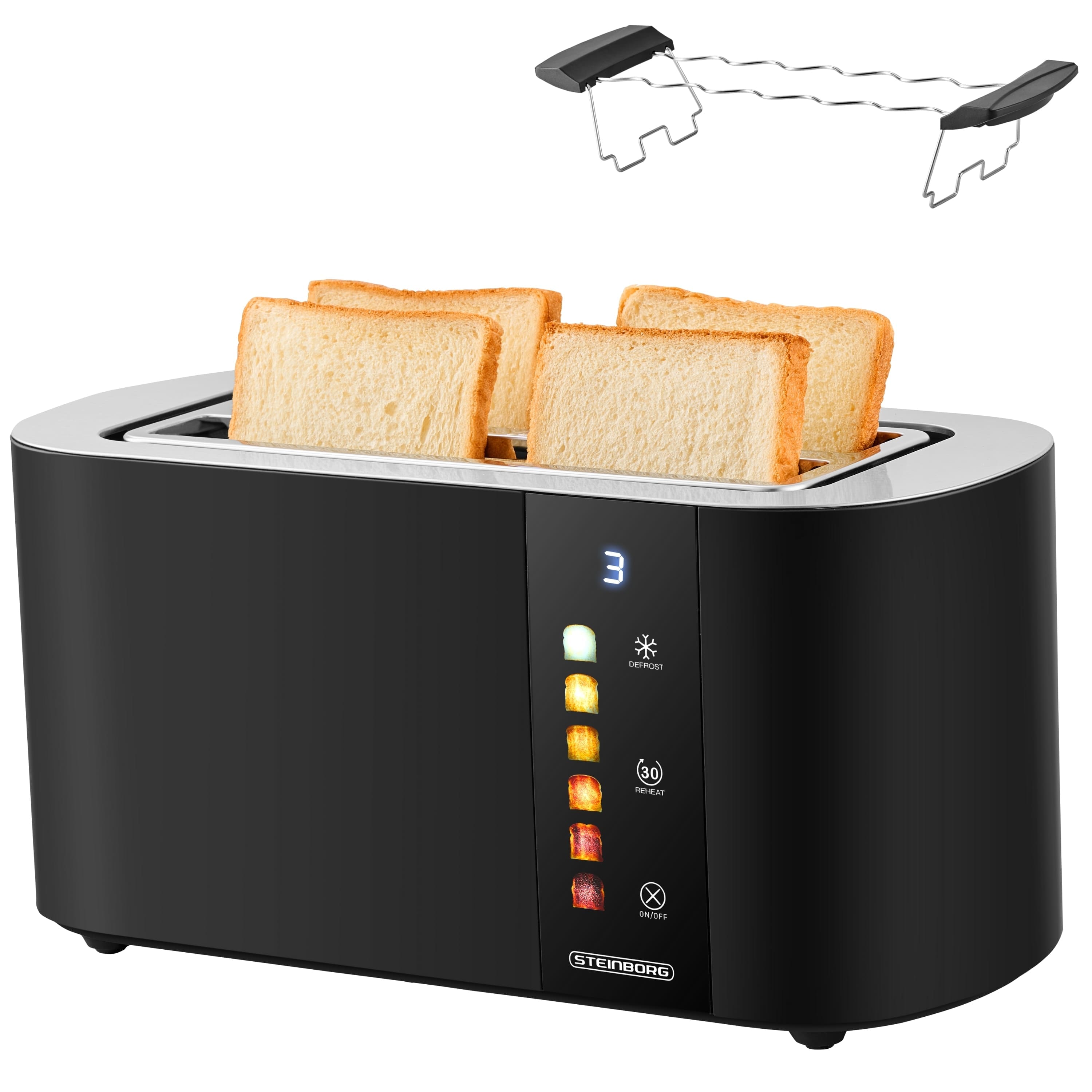 Steinborg 4 Scheiben XXL Toaster Lift Funktion m. Br&ouml;tchenaufsatz - Bild 1