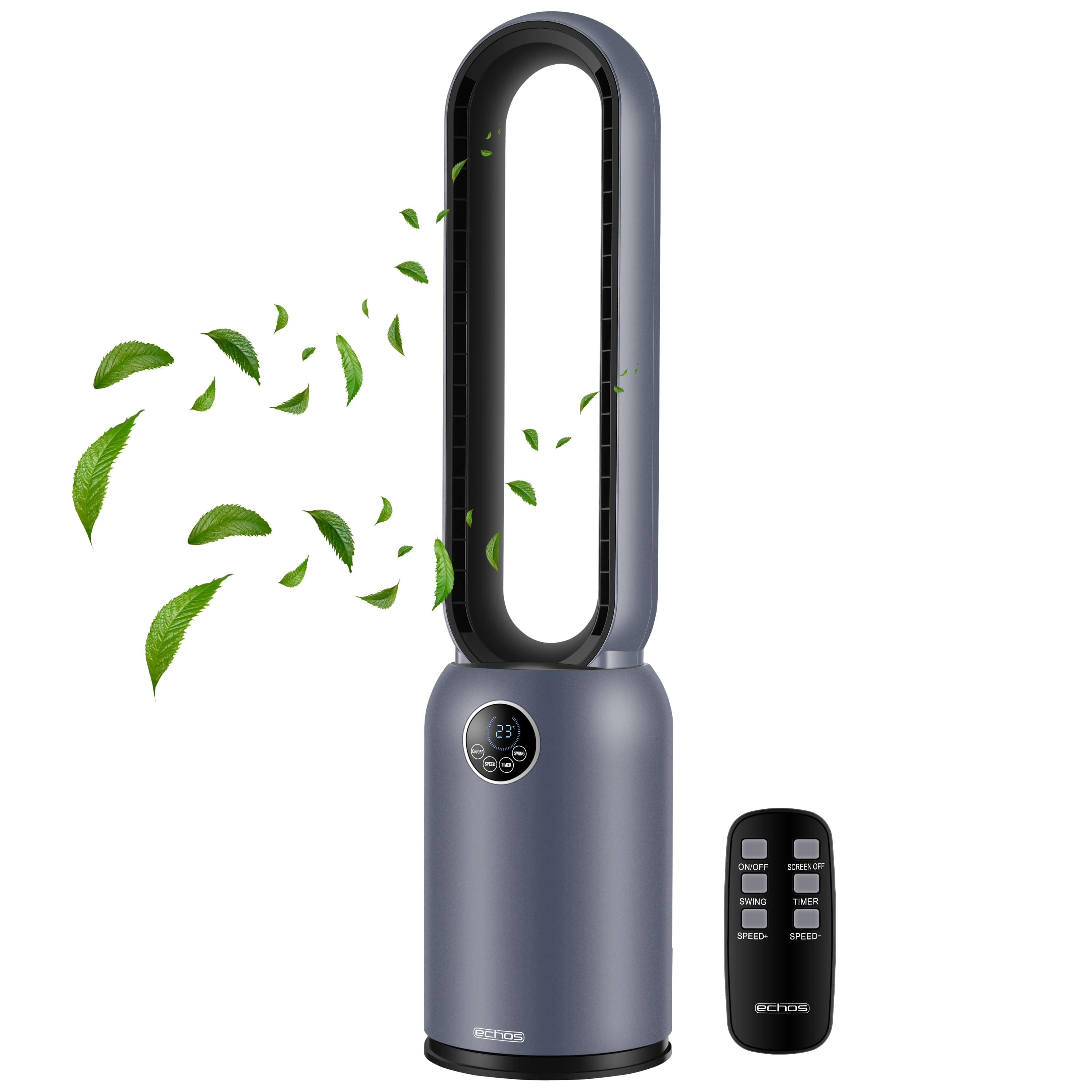 Echos Turmventilator m. Fernbedienung DC Motor 24 Stufen 12h Timer 50W - Bild 1