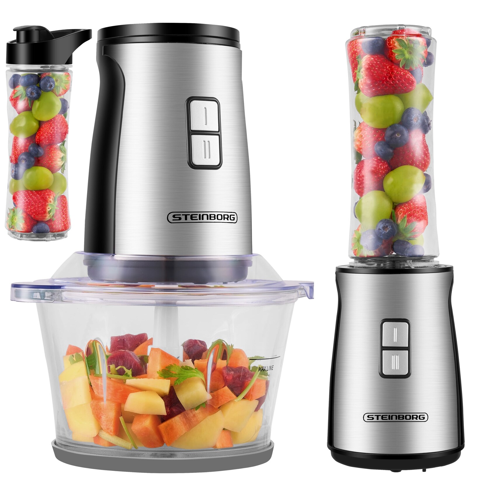 Steinborg Zerkleinerer 2in1 mit To Go Becher 2 Stufen 500W