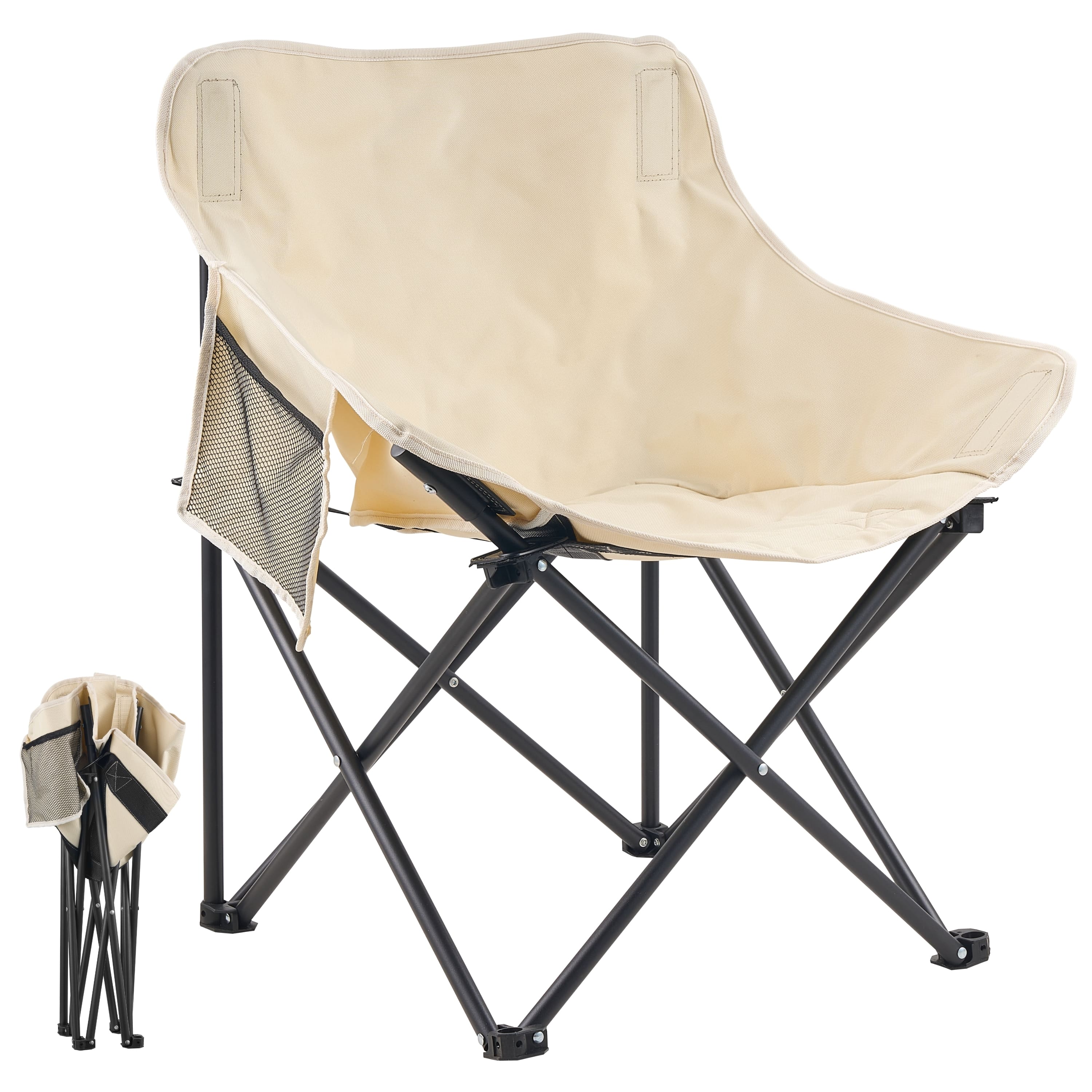 Ecosa Campingstuhl Beige Klappstuhl Faltbar &ndash; Robuster Outdoor Stuhl mit Tragetasche - Bild 1