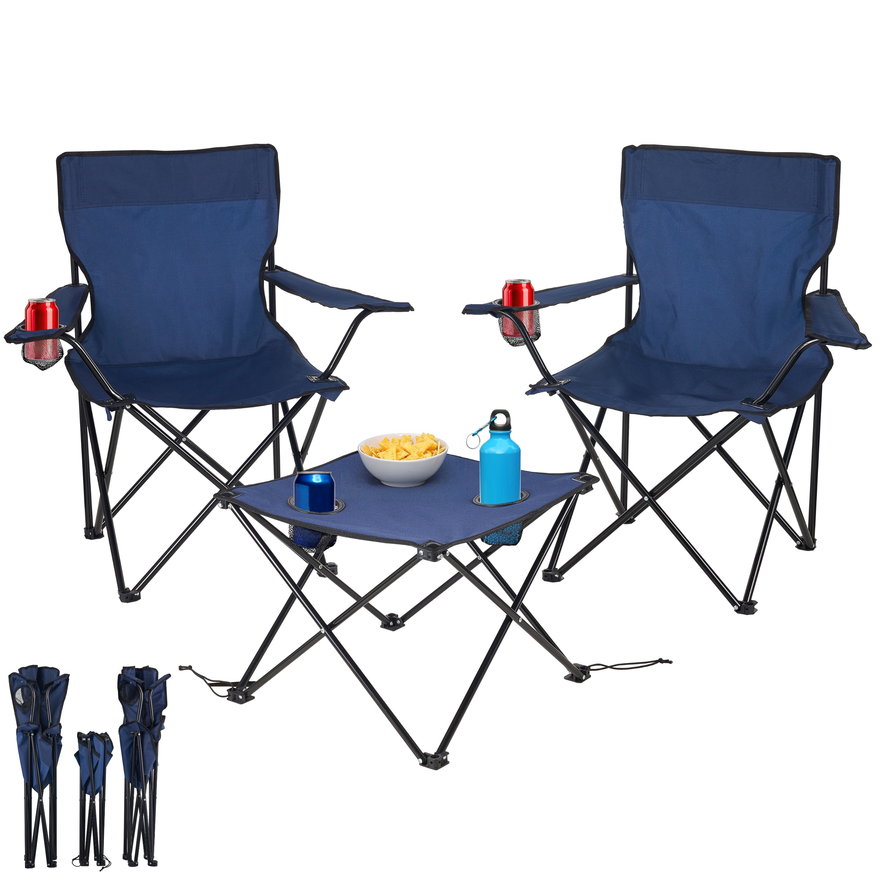 Ecosa 3-teiliges Campingm&ouml;bel Set mit 2 Klappst&uuml;hlen und Campingtisch Faltbar Tragbar - Bild 1