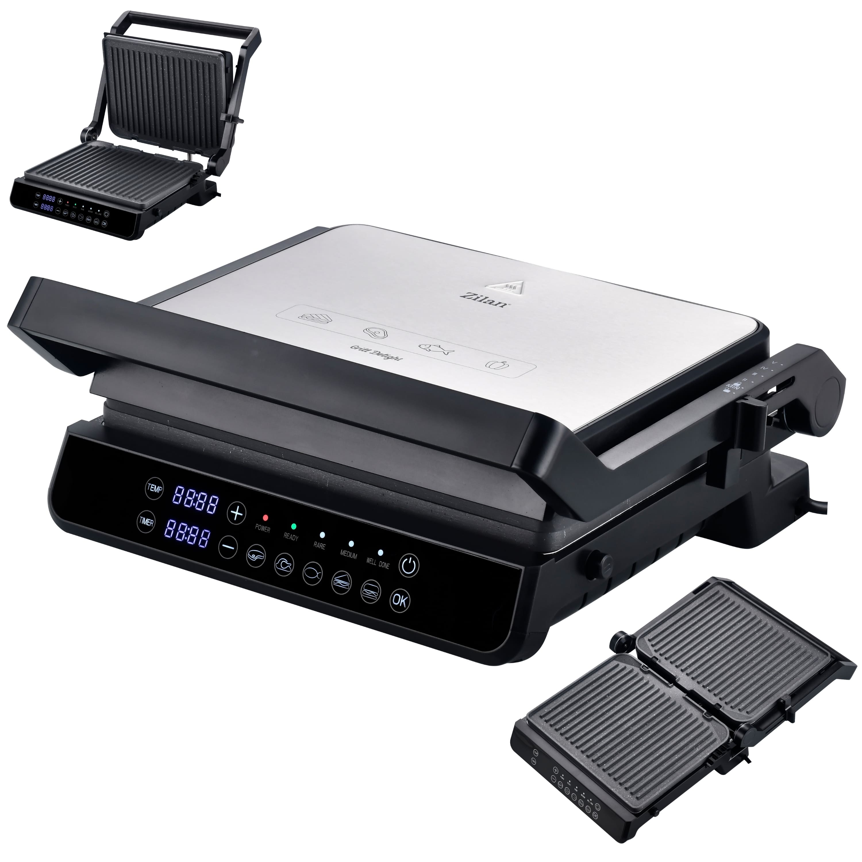 Zilan Digitaler Tischgrill Kontaktgrill 2000W mit Touch Display Fettauffangschale - Bild 1