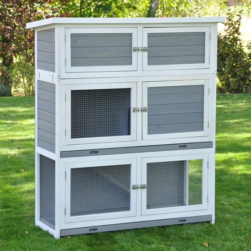 Nanook Hasenstall Schnuffi grau weiss 114 x 42 x 101 cm