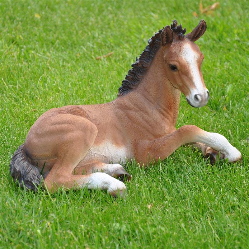 Dazikemo Dekofigur Gartenfigur Statue liegendes Pferd - Bild 1