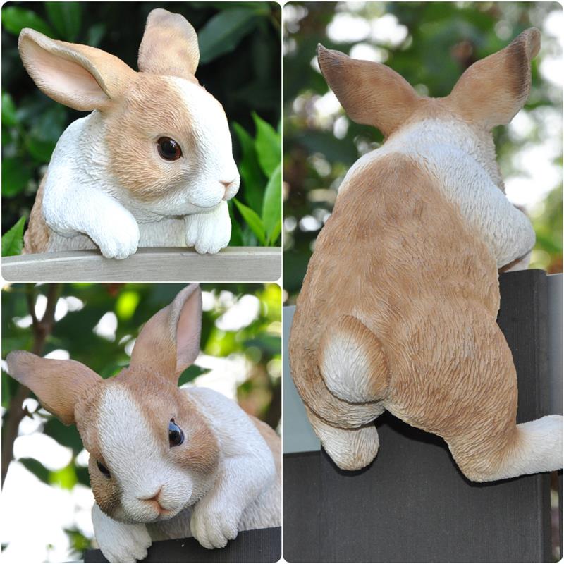 Dazikemo Dekofigur Gartenfigur Hase f&uuml;r Zaun und Trennwand - Bild 1