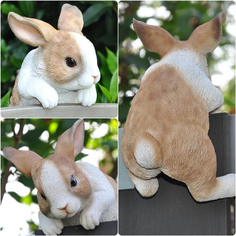 Dazikemo Dekofigur Gartenfigur Hase für Zaun und Trennwand | 04251639205519