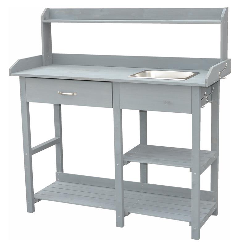 Dazikemo Gartentisch Pflanztisch grau 117 x 45 x 121 cm - Bild 1