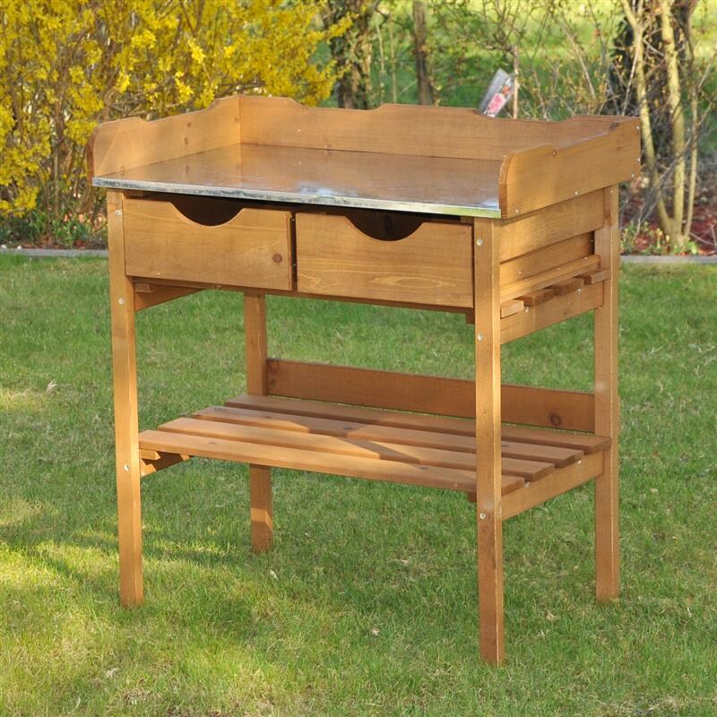 Dazikemo Pflanztisch Gärtnertisch Holz braun 80x45x86 cm