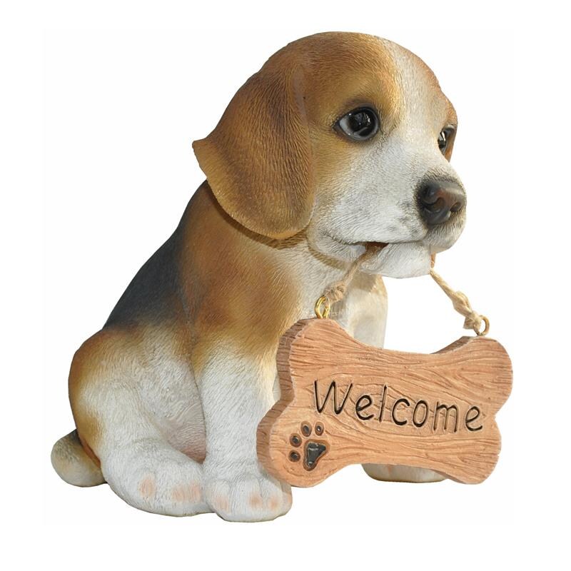 Dazikemo Gartenfigur Dekofigur Hund Beagle Willkommen | 04251639210209