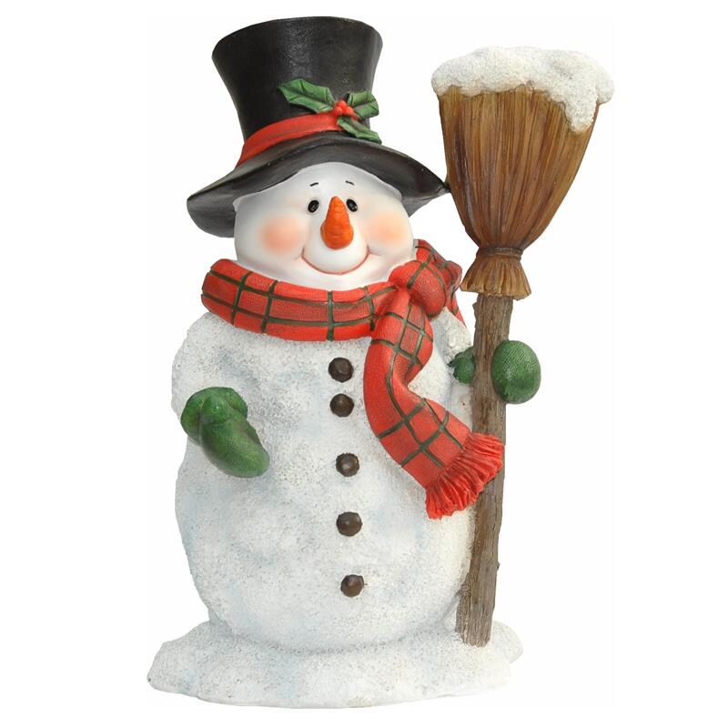 Dazikemo Dekofigur Gartenfigur Schneemann mit Besen | 04251639210223