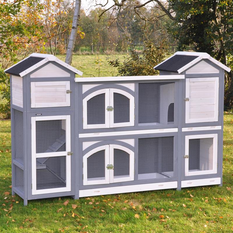 Nanook XXL Kleintierstall grau wei&szlig; 189x43x127 cm - Bild 1