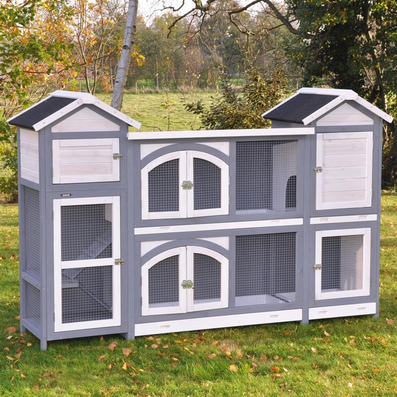 Nanook XXL Kleintierstall grau weiß 189x43x127 cm