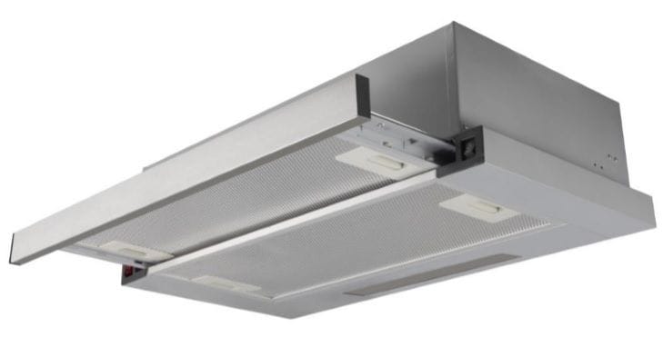 PKM Flachschirmhaube UBH6002-2H - 60cm, silber, Edelstahlblende, ausziehbar - Bild 1