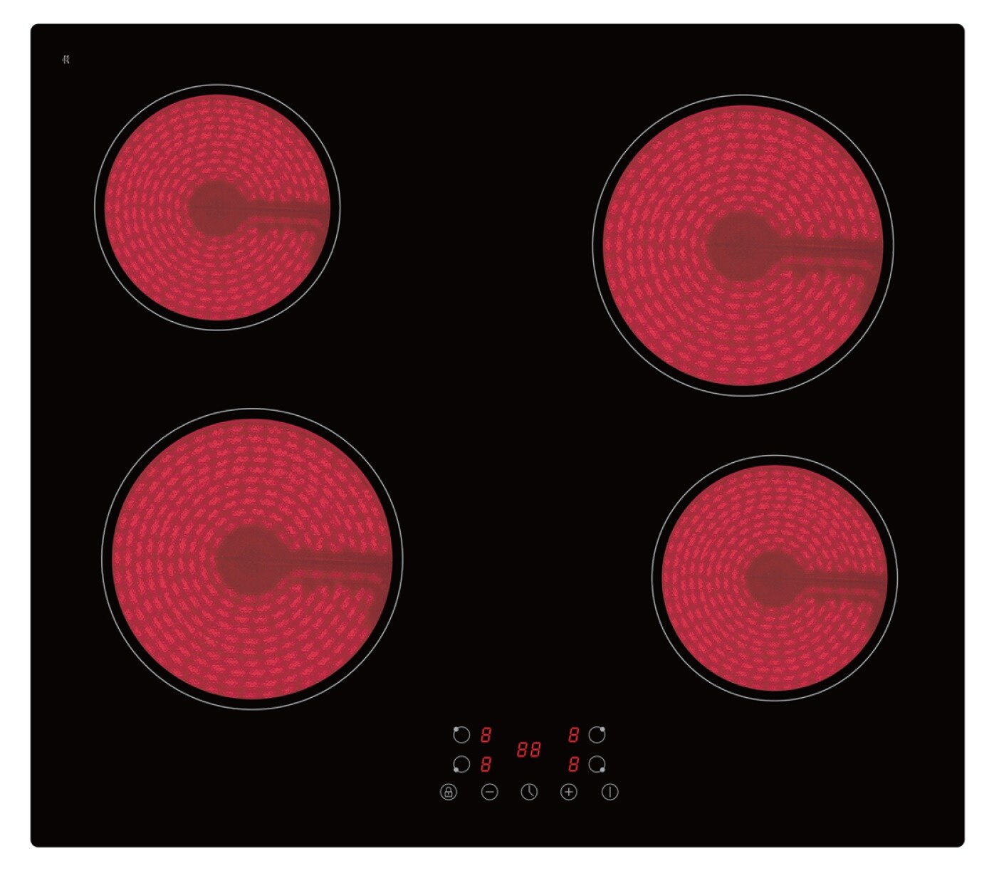 PKM Kochfeld KHKF4 G autark Einbau 60cm Glaskeramik schwarz Timer und Touch-Control | 04030608233476