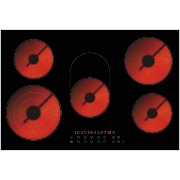 PKM Kochfeld EB-C5-3KBTCF 80cm - 5 Zonen Br&auml;terzone Glaskeramik Touch - Bild 1