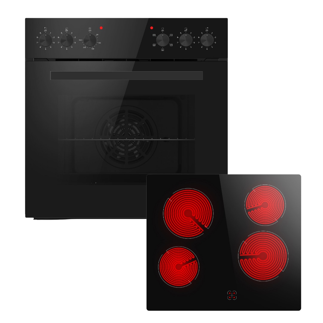 PKM Einbauherdset SOEHE5EB mit Glaskeramikkochfeld schwarz - Bild 1