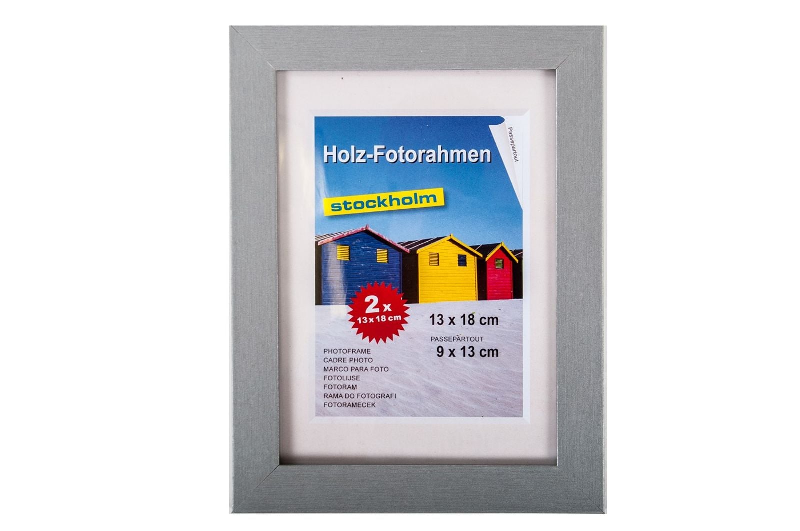 BURI Holz-Fotorahmen 13x18cm 2er Pack versch. Farben Bilderrahmen Rahmen Bi - Bild 1