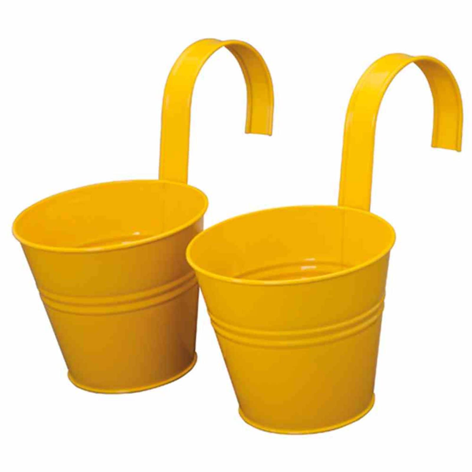 Siena Garden Blumentopf 2er Set, gelb, &Oslash; 16 x 14,5 cm Stahlblech, mit fest montiert - Bild 1