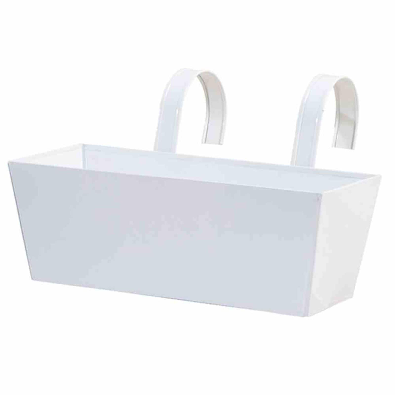 Siena Garden Blumenkasten eckig, wei&szlig;, 39 x 16,5 x 14,5 cm Stahlblech, mit Haltern - Bild 1