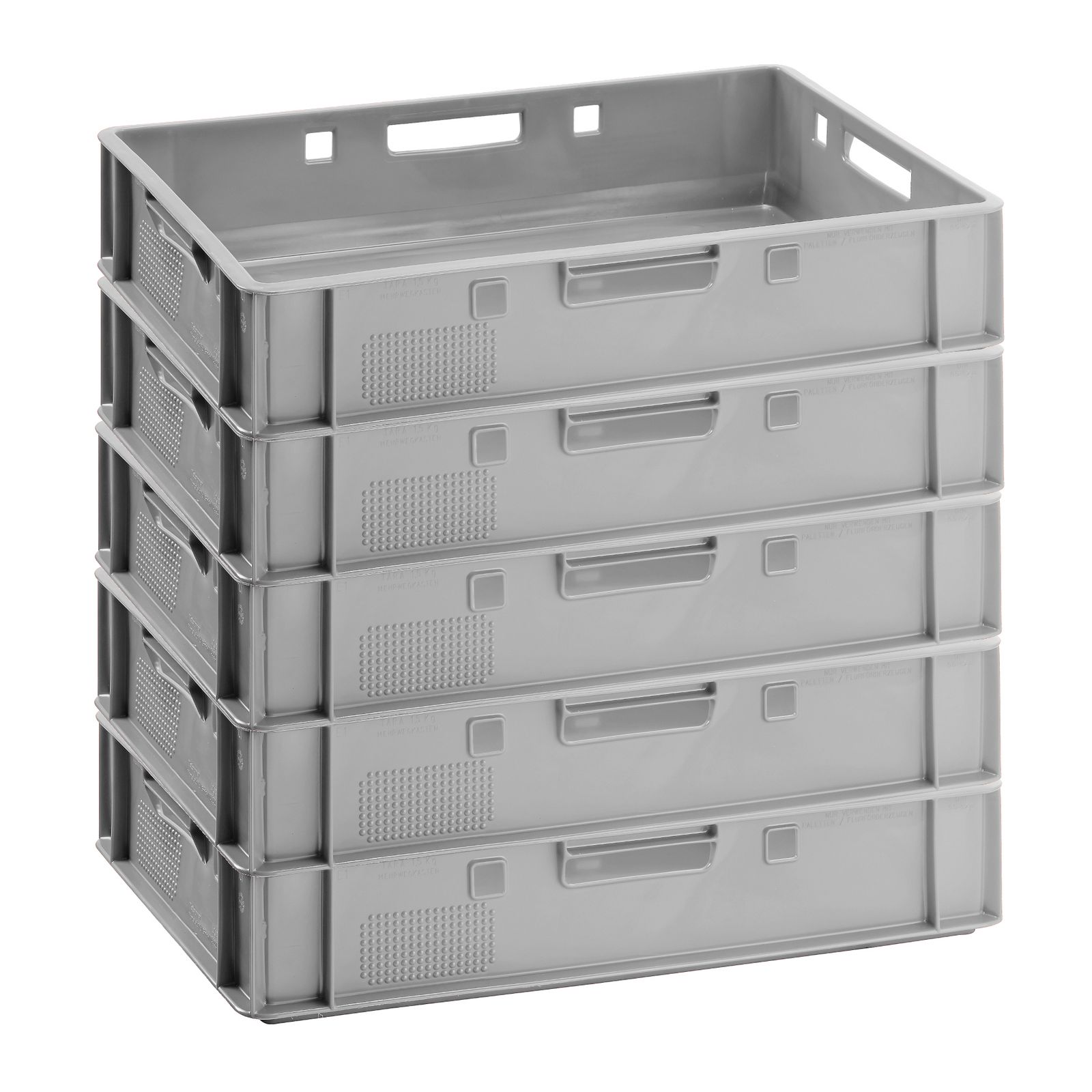 BURI Fleischerkiste E1 Metzgerkiste 5x Fleischkiste flach 60x40x12,5 grau - Bild 1